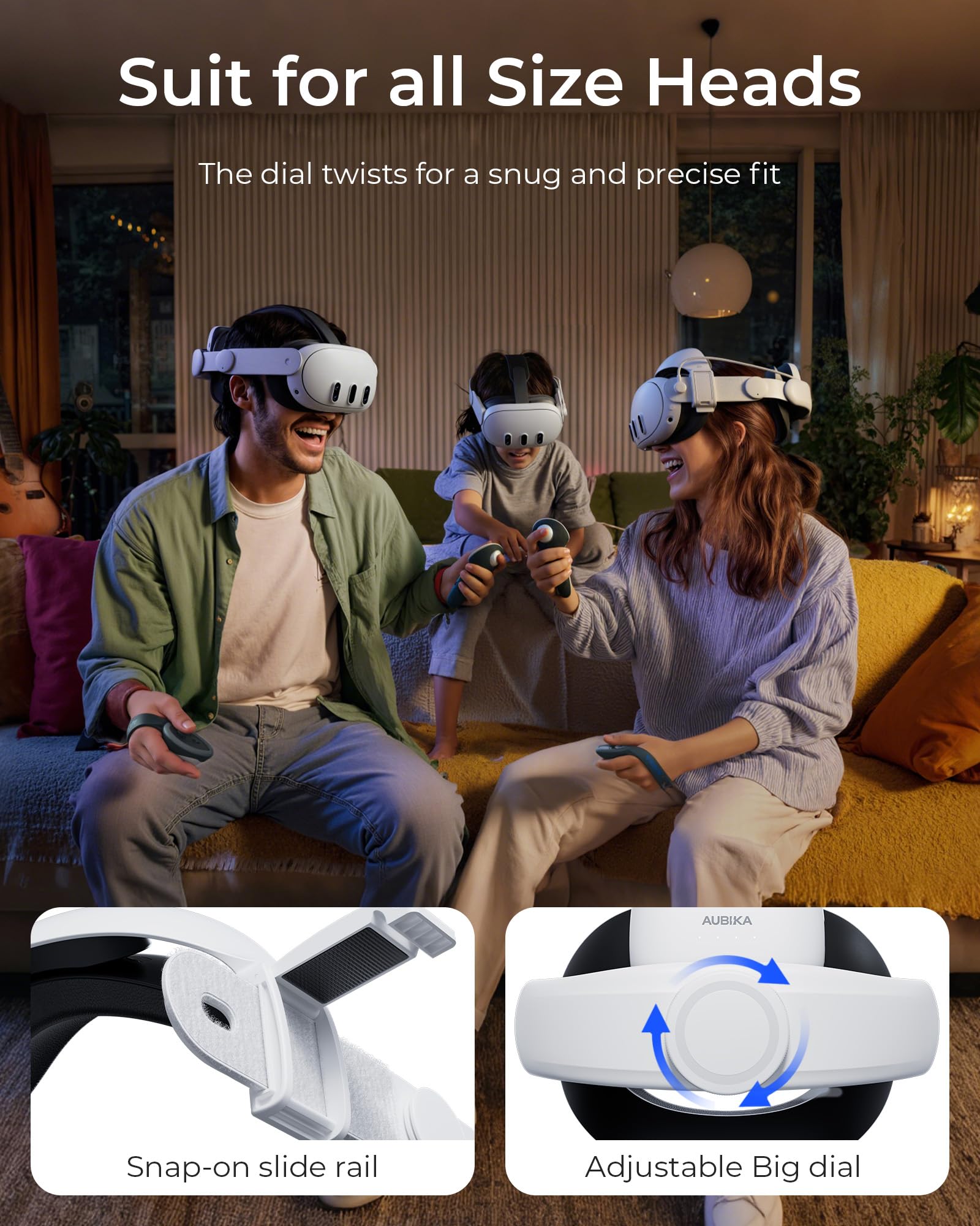 Aubika Híbrido Correa para Meta Quest 3/3S con Función 2 en 1 (Halo & Elite), Accesorio de Realidad Virtual con Banco de Energía Magnético Intercambiable en Caliente de 10000 mAh y Carga Rápida de