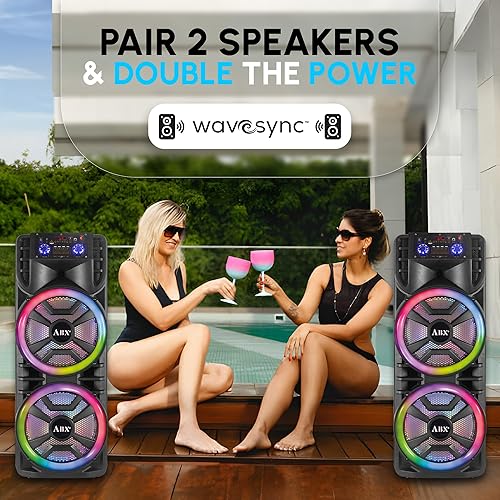 Miniatura 7 de Audiobox ABX-214R Altavoz Bluetooth portátil dual de 12 pulgadas, peso ligero pero fuerte con BASS, luces de fiesta RGB, micrófono inalámbrico,