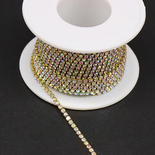 Miniatura 6 de Jerler 10 yardas de diamantes de imitación de cristal SS6.50.079 in, cadena de cierre negro para manualidades de costura, ideal para bodas, fiestas,