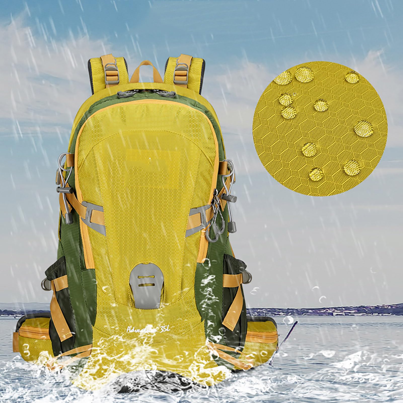 TY&WJ 35L Wanderrucksack Mit Abnehmbarer Rückenplatte, Atmungsaktivem Trekkingrucksack Mit Trinkblase & Regenschutz Für Reisen, Bergsteigen, Camping