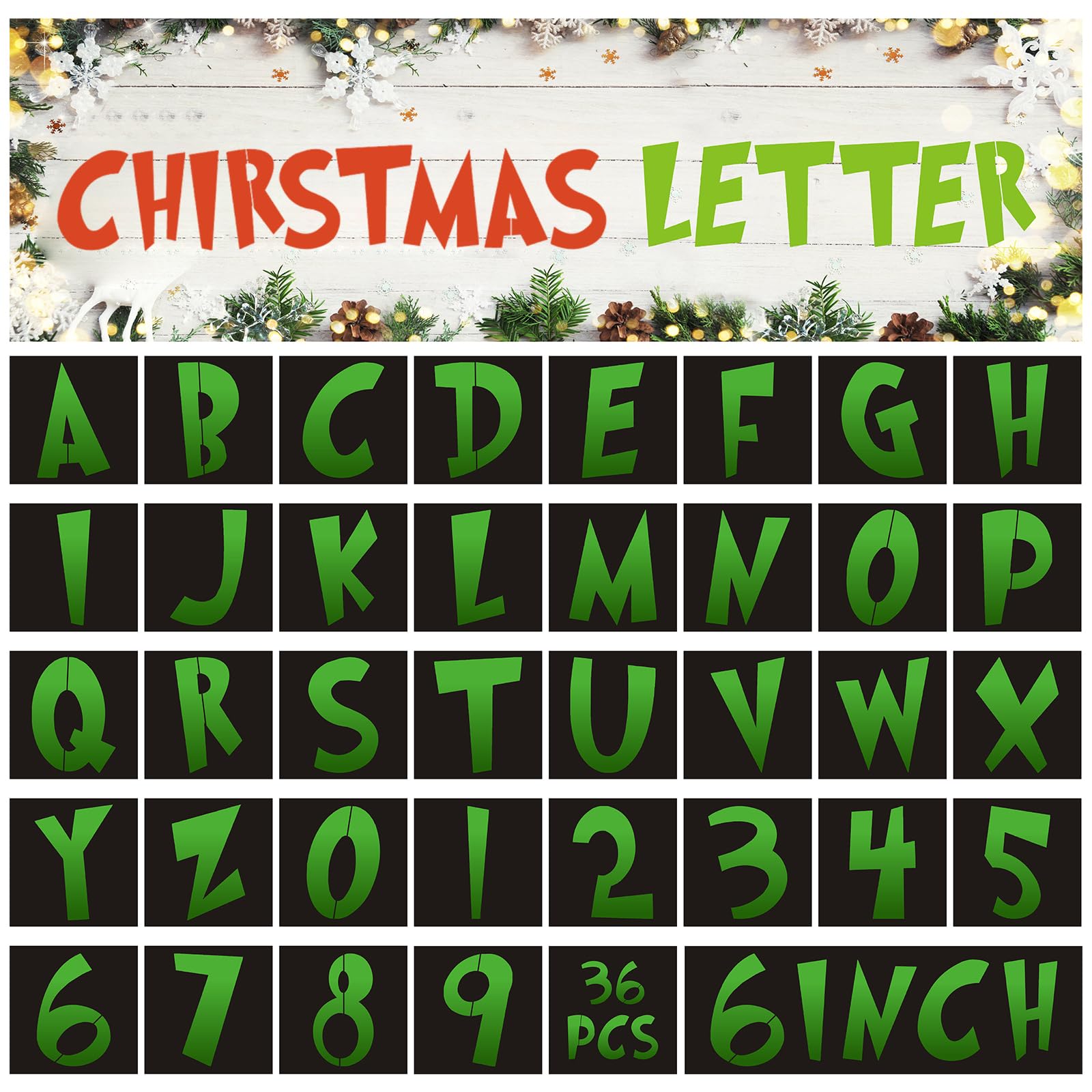 Amazon.com : 36 Pieces Christmas Alphabet Stencils Reusable Letter Number Stencil Templates Christmas Holiday Wood, Wall, Fabric,Chalkboard, Sign, DIY Art Projects Decoration (6 Inch) : Arts, Crafts & Sewing