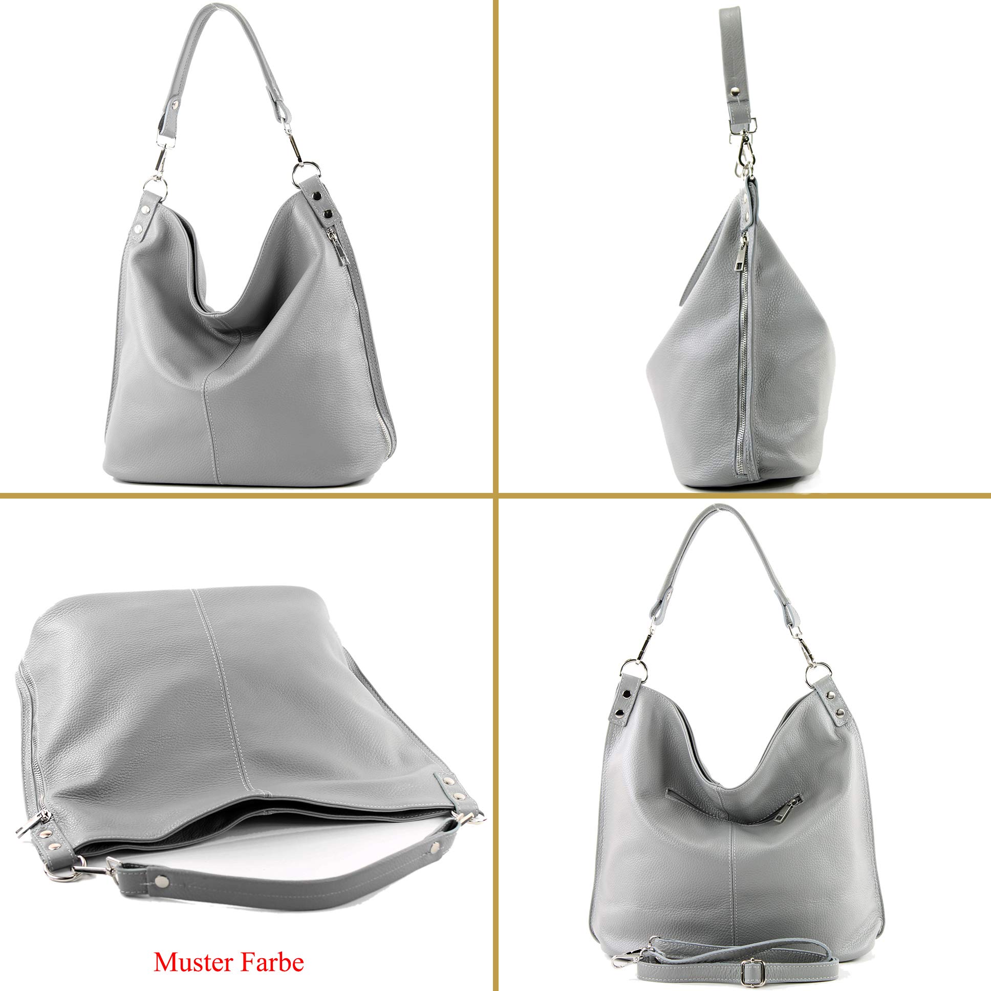 modamoda de T177 Damen Leder Schultertasche, handmade in Italy