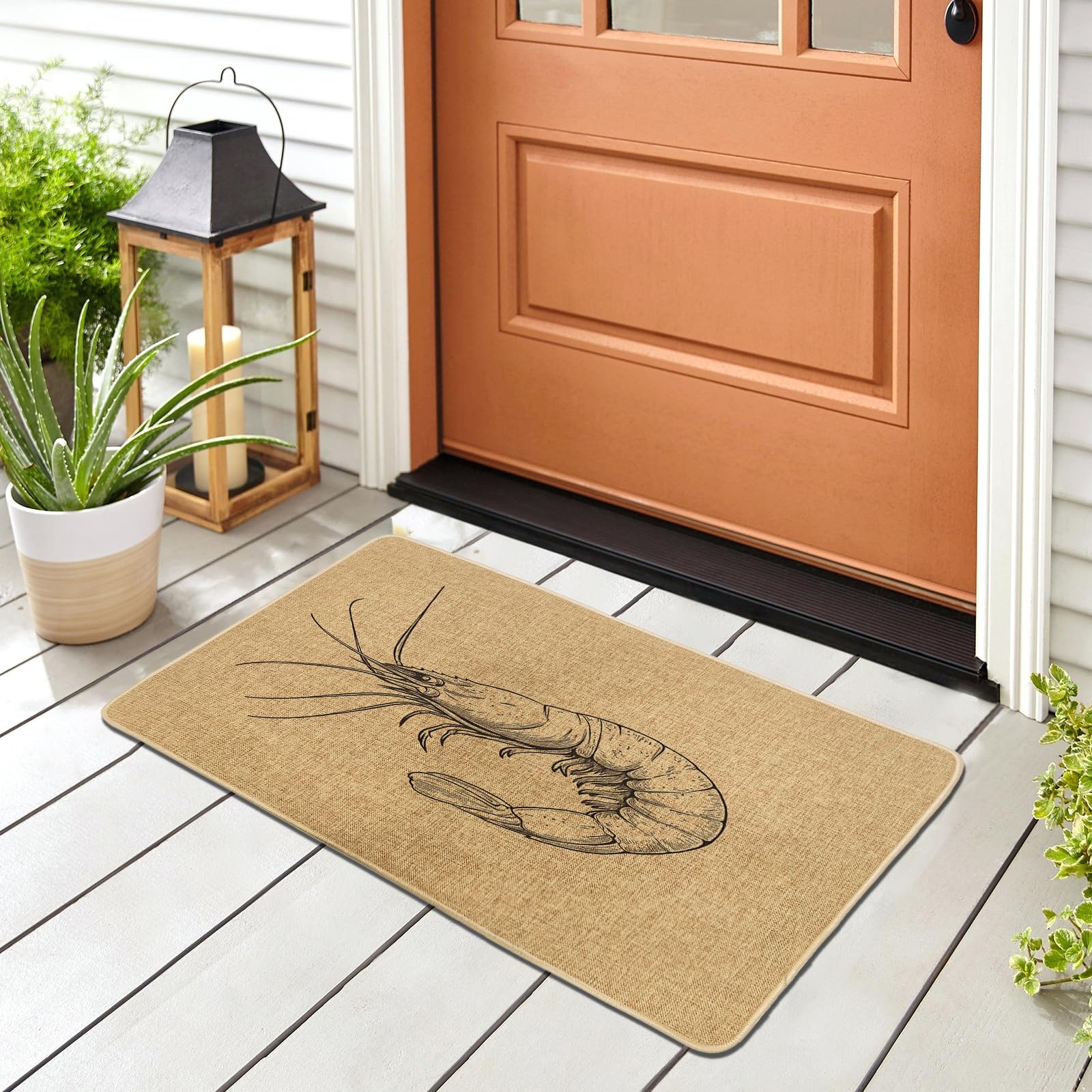 Paillasson crevettes de qualité supérieure au design vintage noir de 73 cm