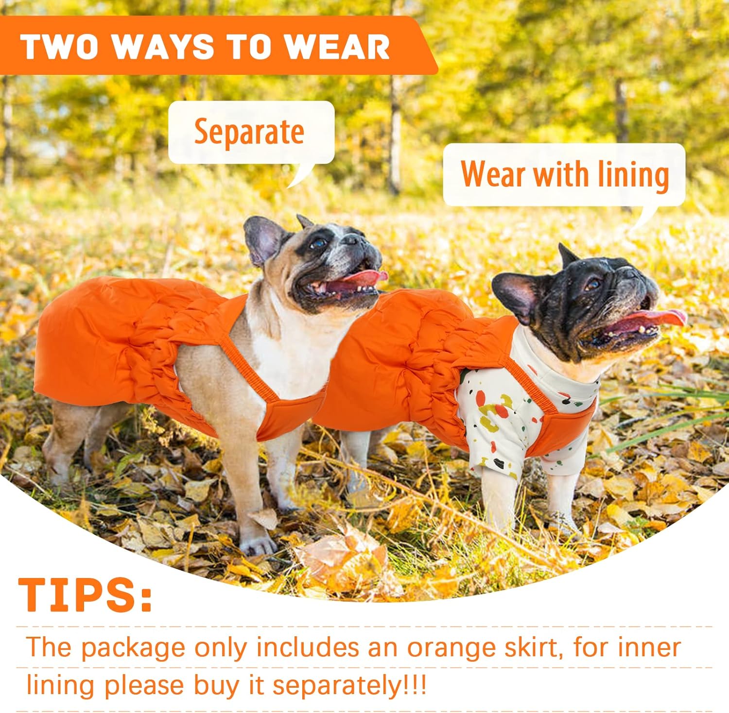Warm Dog Cotton Vest Winter Pet Dresses, Dog Quilted Suspender Dress for Female Dogs Girls, Cold Weather Dog Clothes Apparel, Orange Puppy Skirt Costumes for Christmas Halloween Birthday Theme Party : Pet Supplies