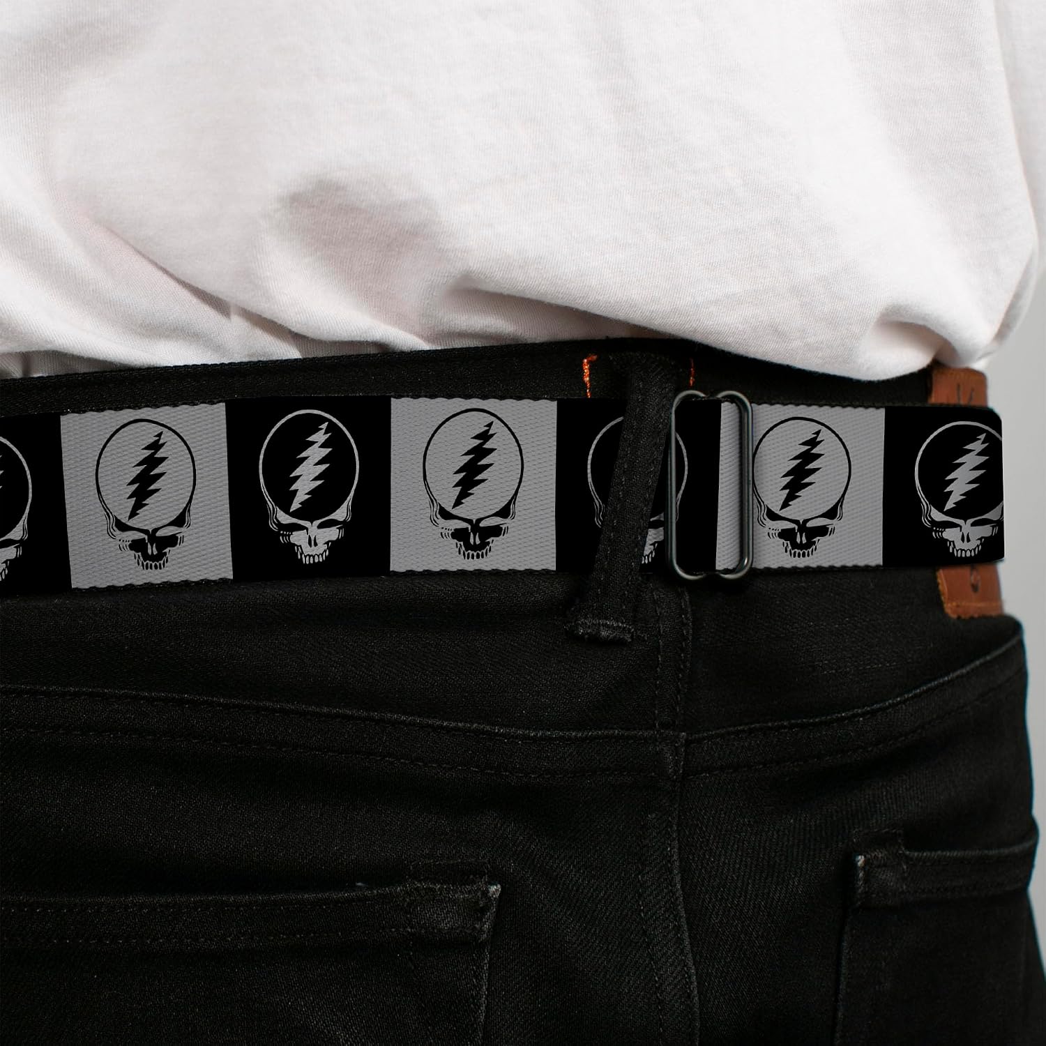 Buckle-Down Seatbelt Belt - Steal Your Face Blocks Black/White-Gray/Black