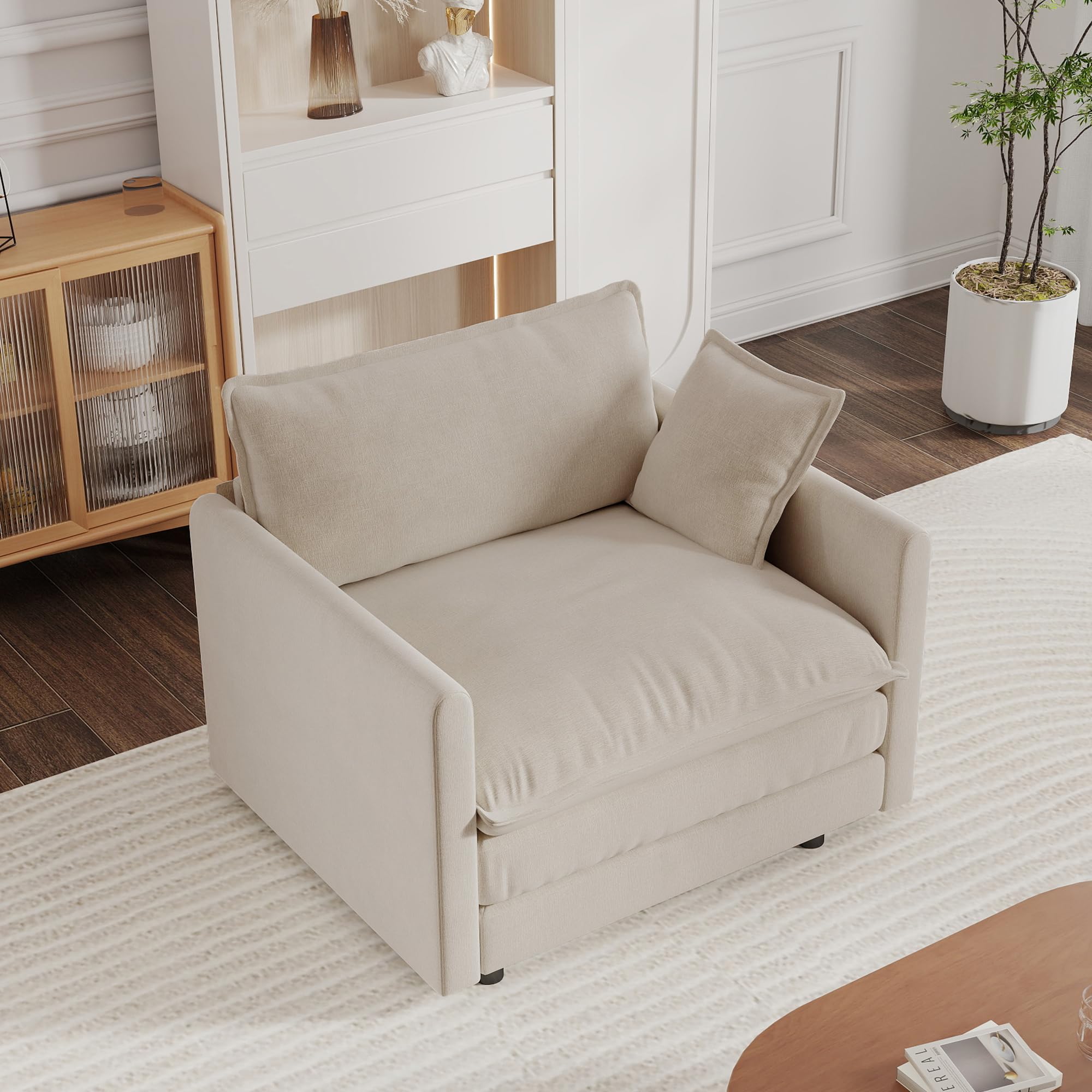Setawix Modern Modular Sectional Sofa Chair 41 4 Upholstered Chenille Single Accent Chair Comfy Cloud Deep Seat Couch