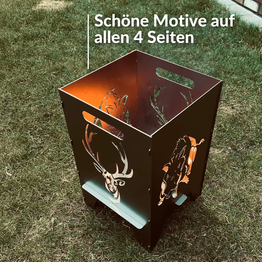 Feuertonne (50cm) Mit Motiv (50cm Hirsch & Wildschwein)