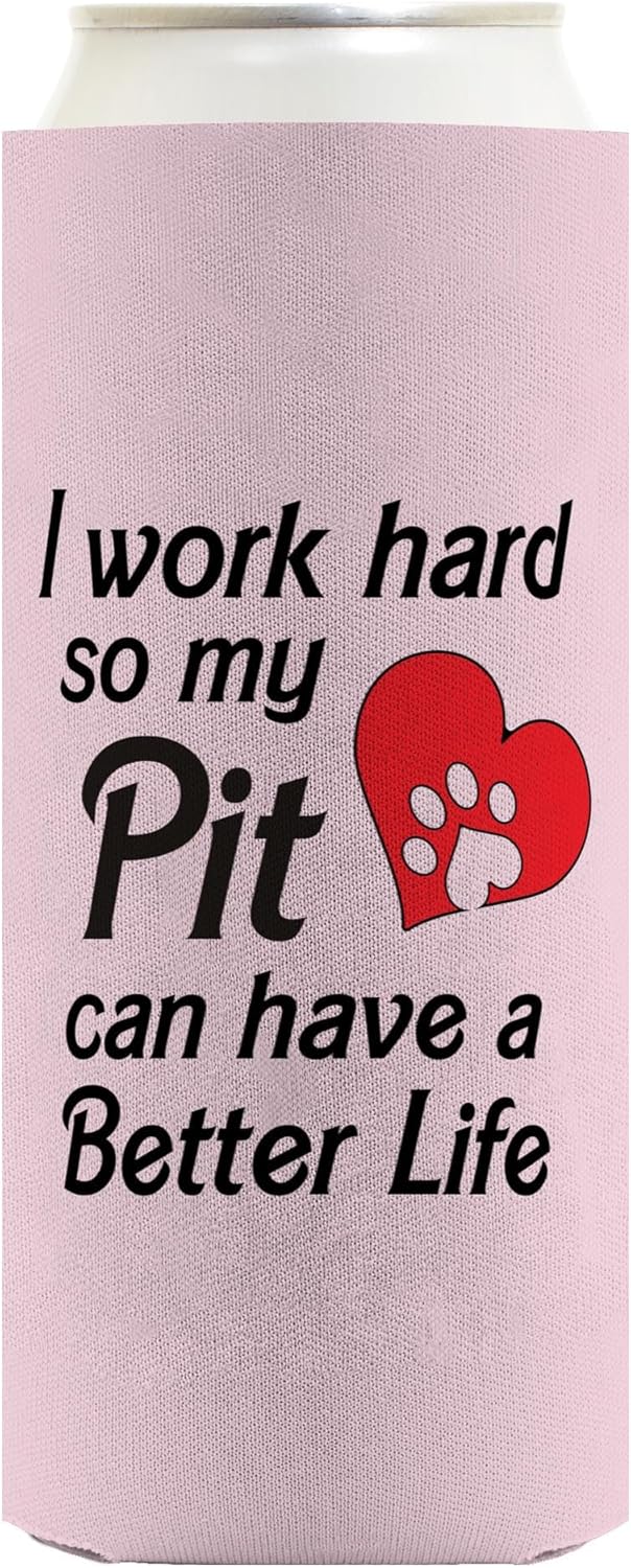 Gifts For Dog Lovers Men I Work Hard So My Pit Can Have A Better Life Heart 12-Pack Ultra Slim Can Thermocoolers