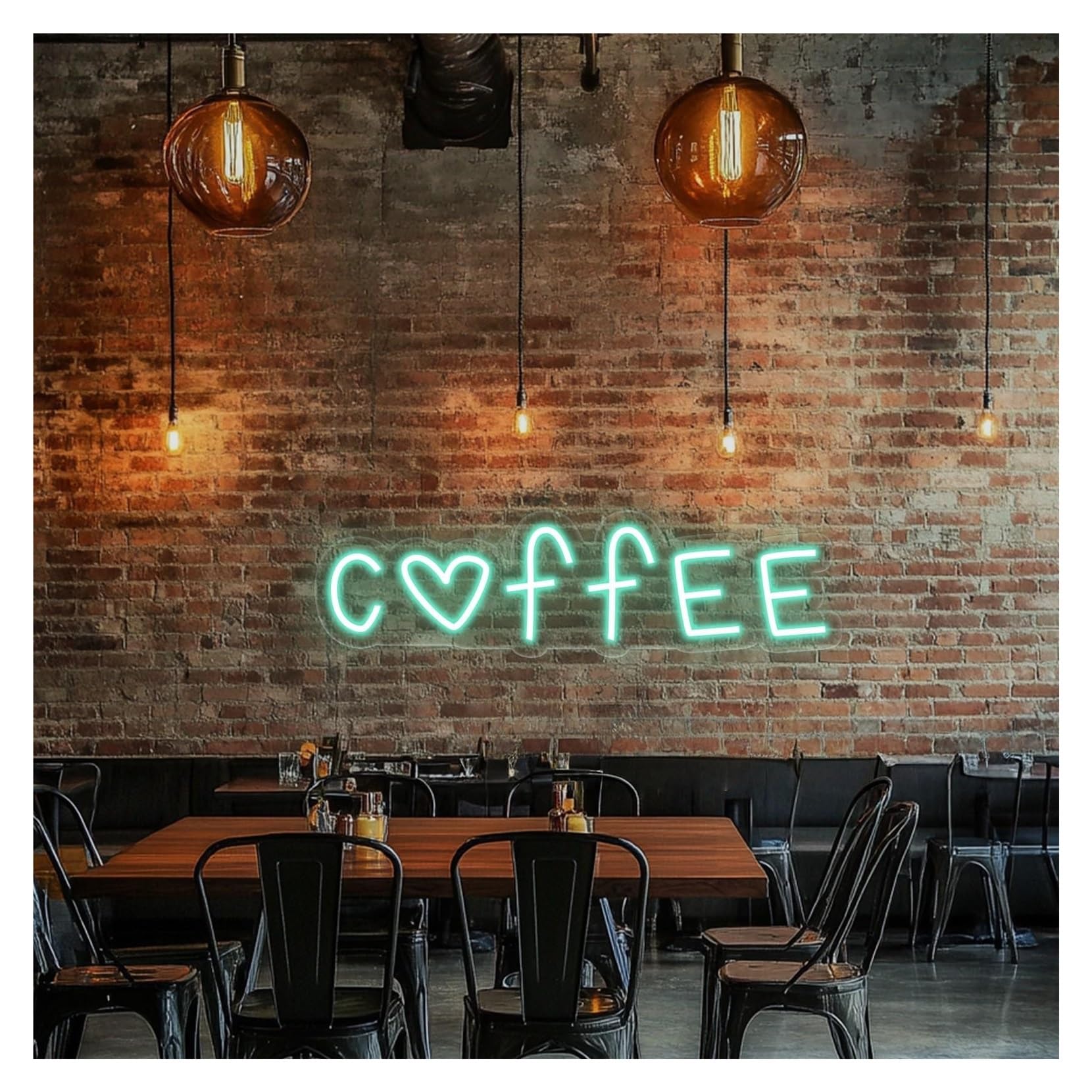 RONGCH Hanging Art Signs Coffee with Heart Neon Sign,Suitable for Espresso Bar Shop Dimmable 40cmx12cm(B)