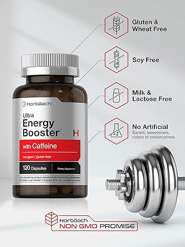 Miniatura 4 de Suplemento Ultra Energy  120 píldoras de cápsulas  con cafeína y vitamina B12  Potenciador diario de energía  Sin OMG, sin gluten  por Horbaach