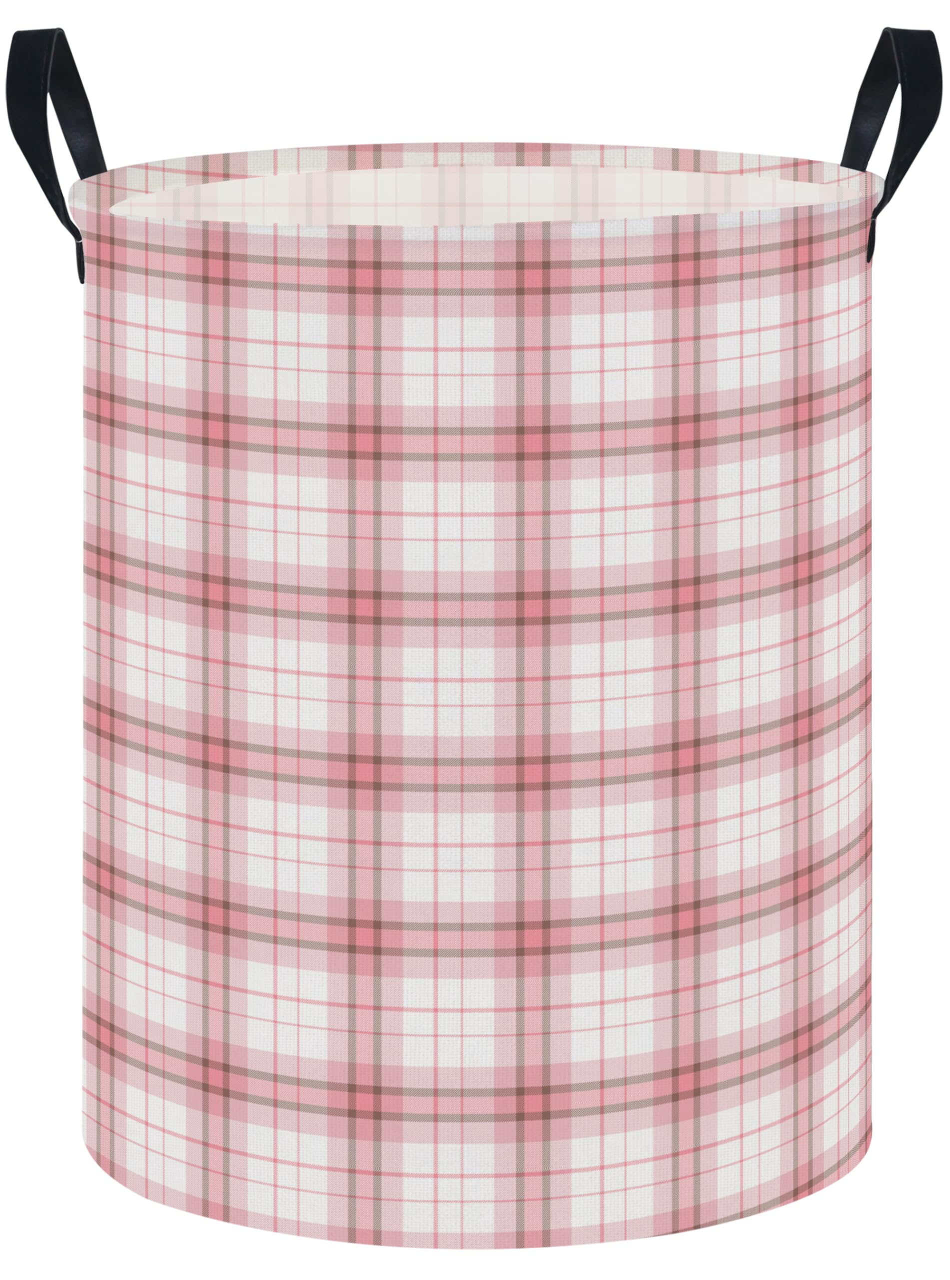 NTAOHAMPER Laundry Hamper, Waterproof Storage Bin, Baby Nursery Hamper, Clothes Organizer Basket, Room Decor (Pink Plaid)