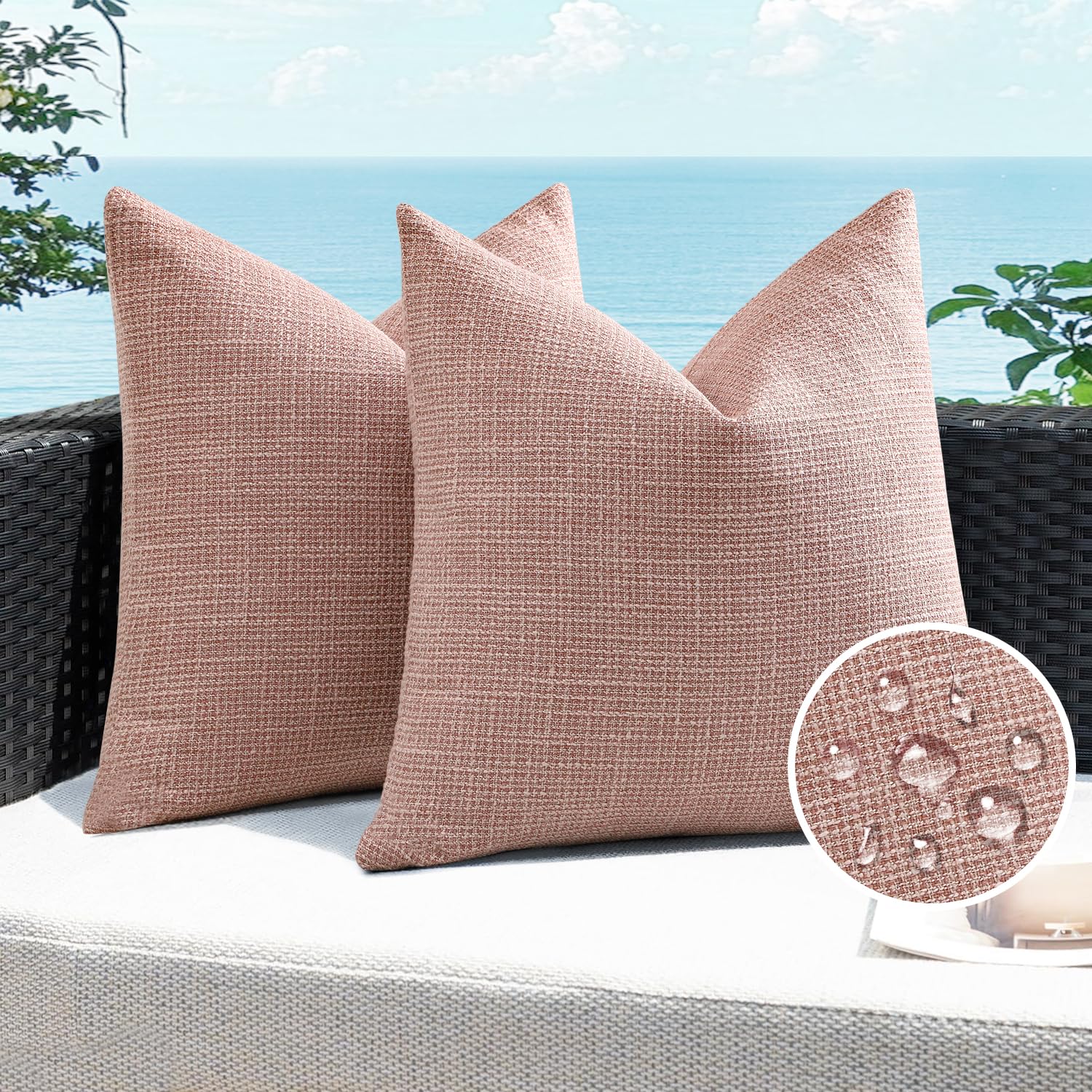 Housses de coussin imperméables de 50 cm protectrices et résistantes rose extérieur