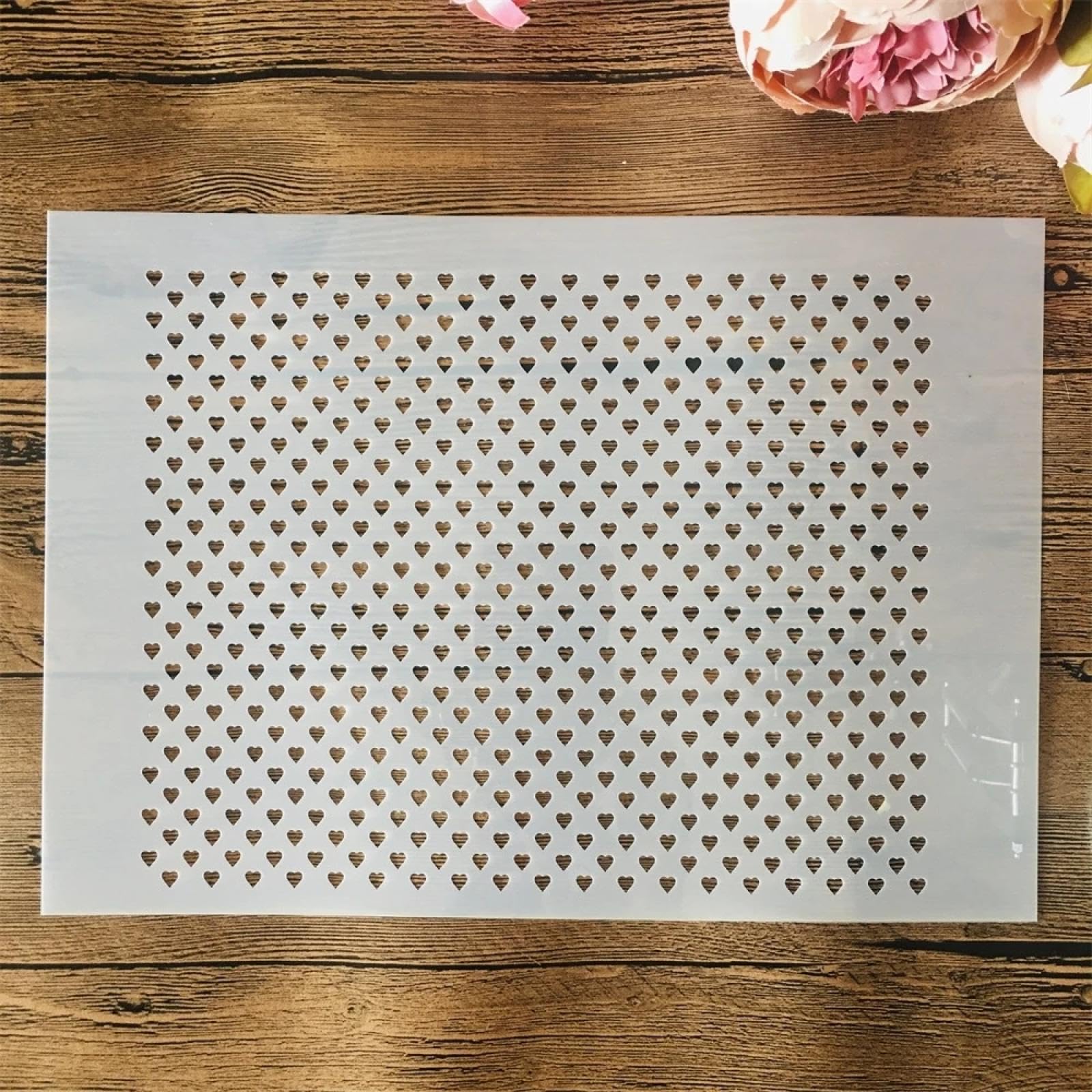 Plantillas para pintar con textura de corazón para renovar papel manualidades y lienzos
