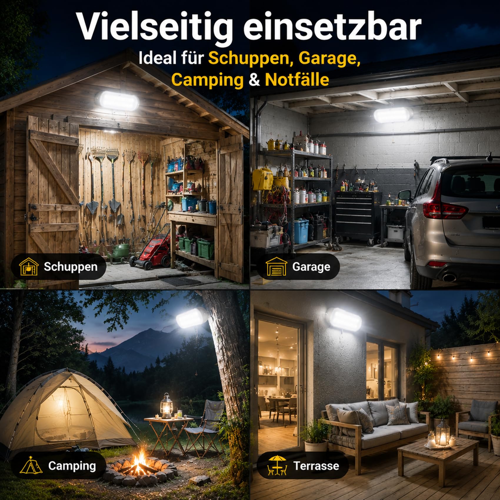 ChunHee Solar-Hängelampe IP65 Wasserdicht 20LED mit String Control für Innen Außen Garten Garage Terrasse (Kalt x2)