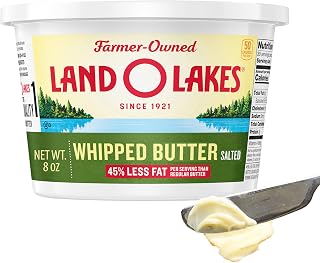 Land O Lakes Salted Whipped Butter 8 oz Tub - Spreadable from Fridge, Rich Flavor for Cooking & Baking