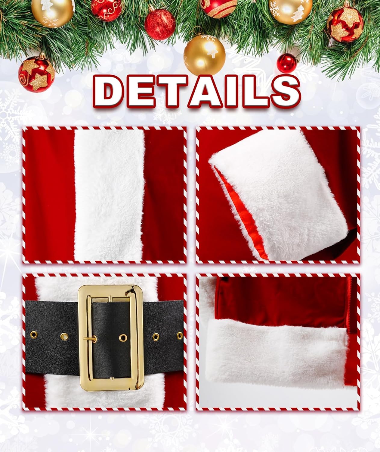 Green Santa Costumes Deluxe Furry Santa Suit for Men 8Pcs Christmas Halloween Costumes Adult Green Santa Outfit - Image 3