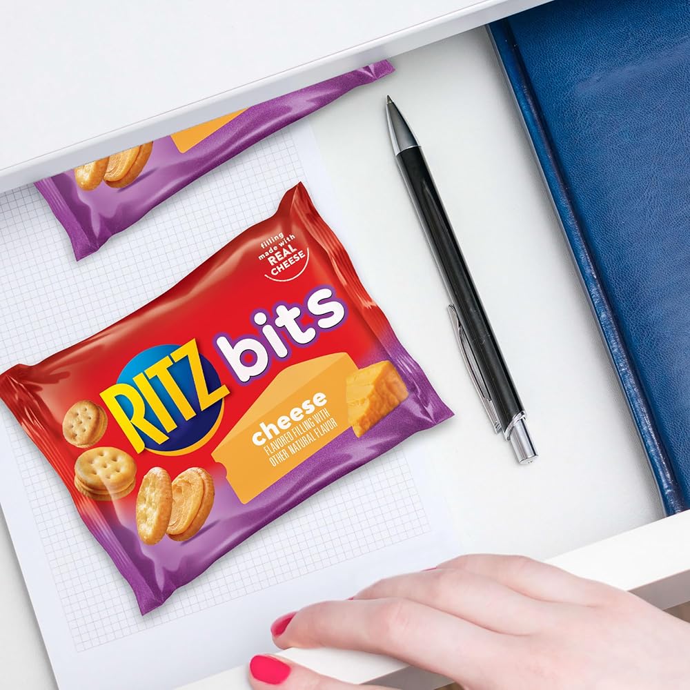 RITZ Bits Cheese and RITZ Bits Peanut Butter Sandwich Crackers Variety Pack, Lunch Snacks, 20 Snack Packs