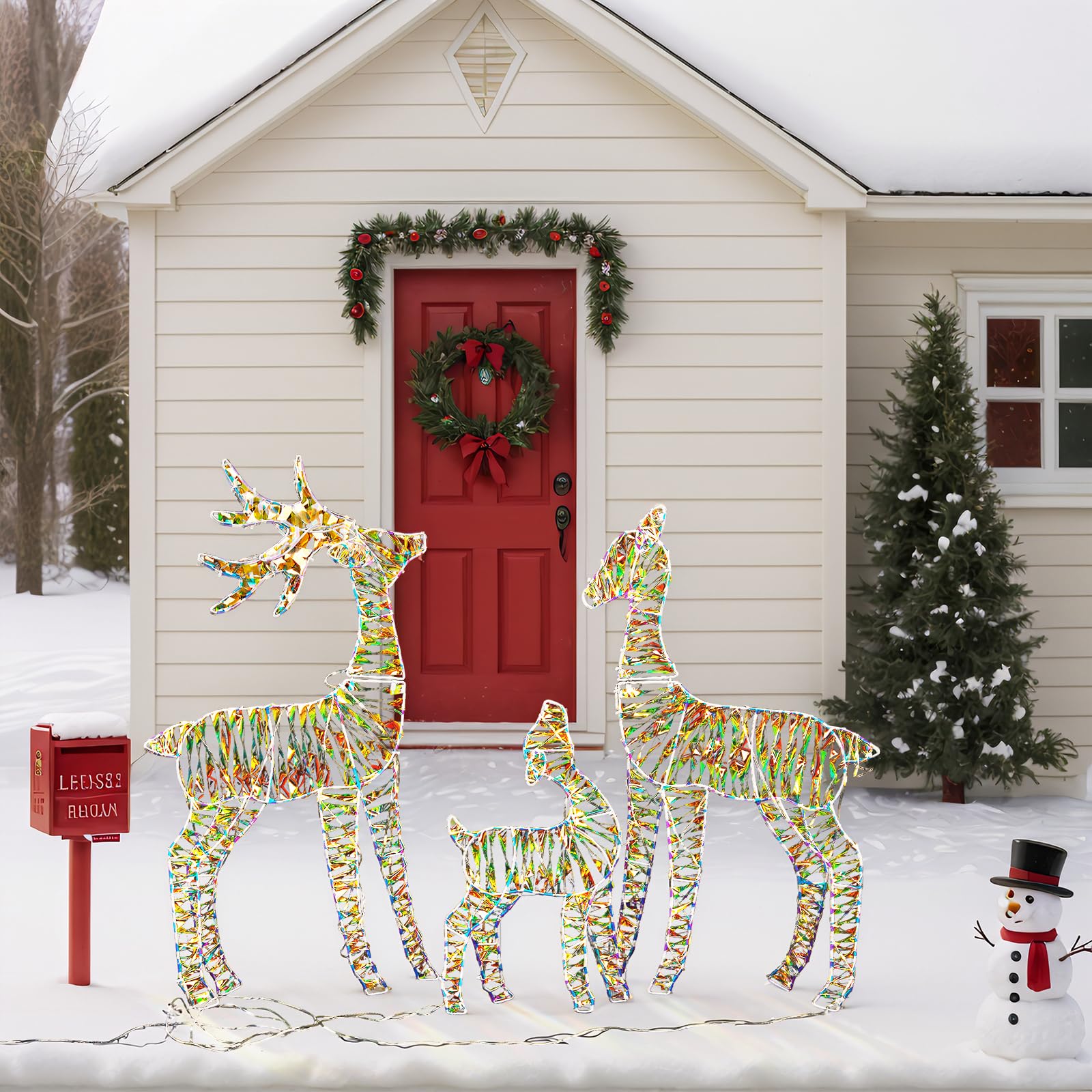 LEADZM Renne de Noel Exterieur - Decoration Noel Exterieur 3 Pièces, Résistant aux Intempéries (72 cm-Plastique-2D)