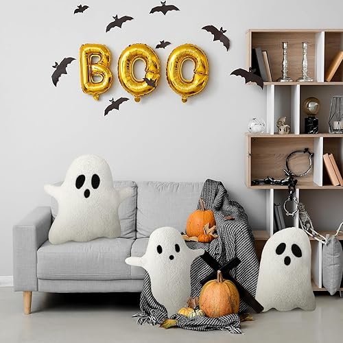 Miniatura 4 de Soaoo 3 almohadas de Halloween de 12.6 x 9.45 pulgadas, almohadas decorativas espeluznantes para sofá, almohadas decorativas de felpa para sofá,