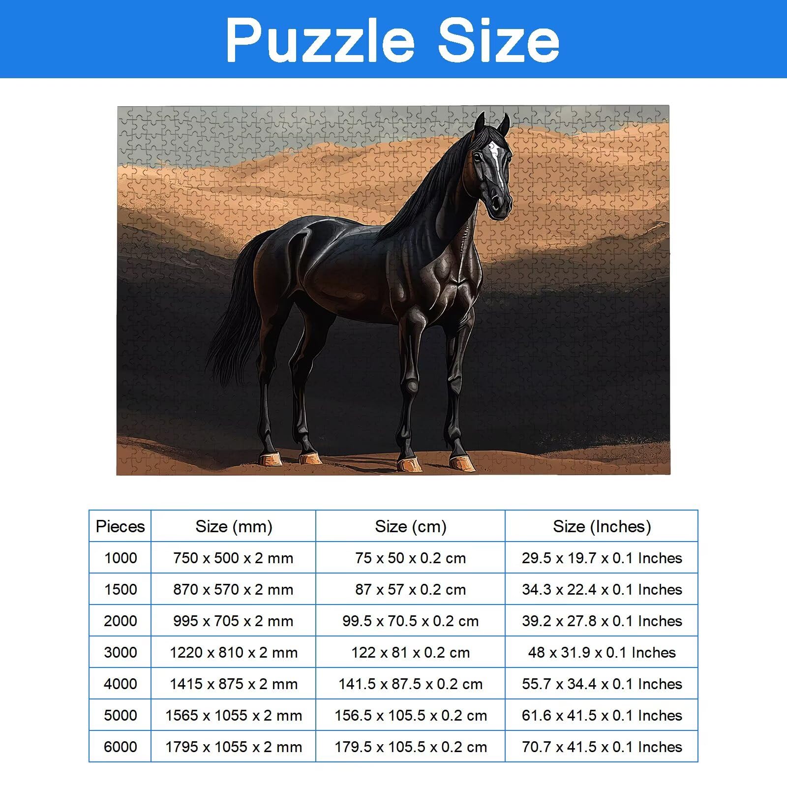 Puzzle 6000 Pezzi Animale, Puzzle Cavallo 6000 Pezzi Arte per Adulti e Bambini, Misura: 179.5x105.5 cm, Puzzles Legno per Adulti con Squisita Scatola di Imballaggio, Regalo Donna, Regalo Uomo, -9065