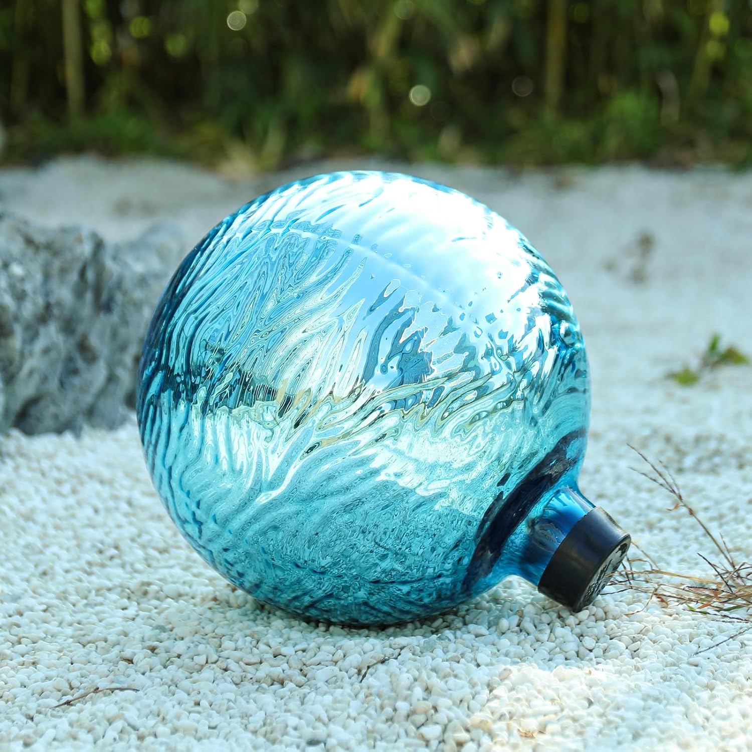 VCUTEKA Gazing Ball, Glass Mirror Polished Hollow Ball Reflective Garden Sphere, Gazing Globe for Home Garden Lawn Outdoor Ornament Yard Decorative 10-Inch