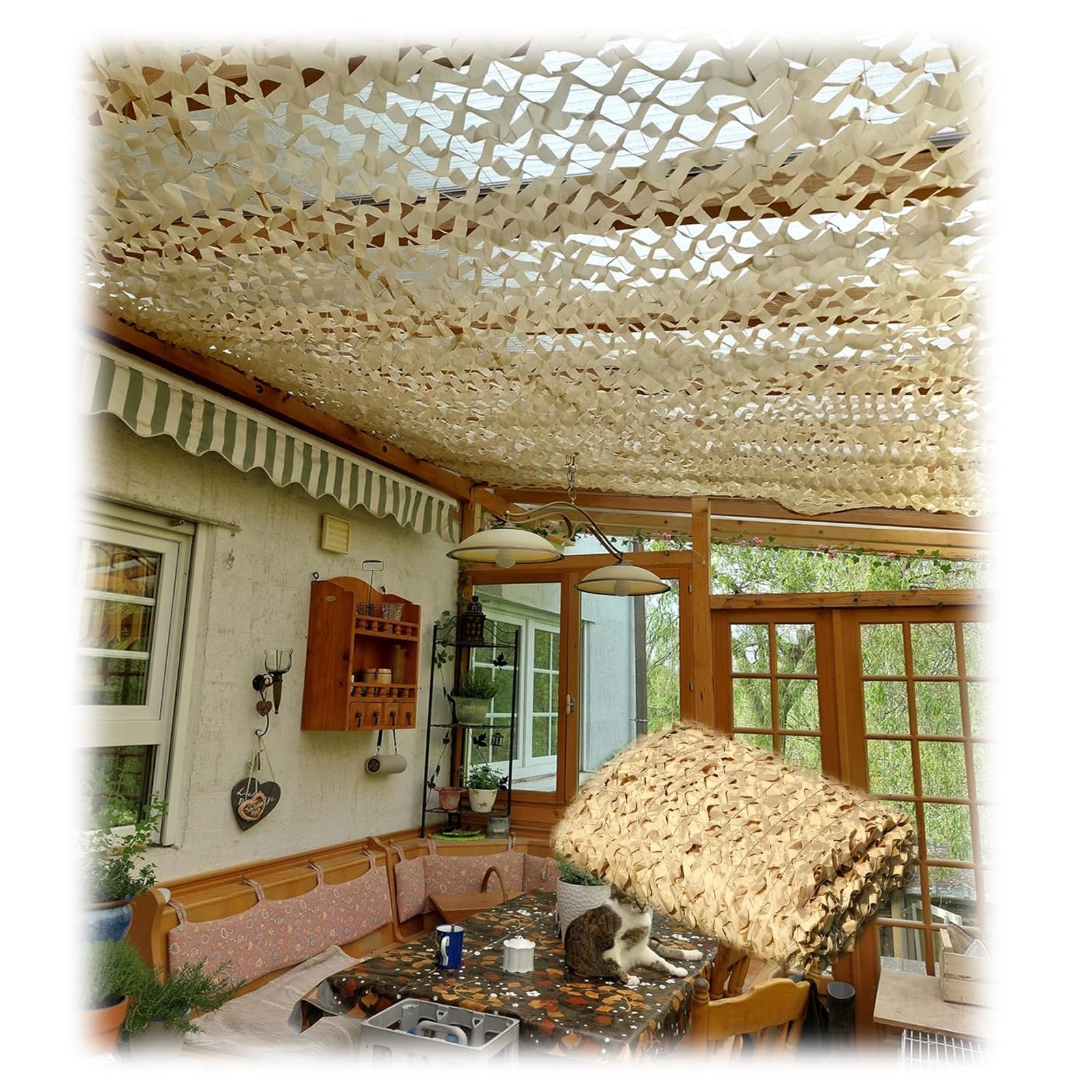 GJZQDKX Beige Shade Netting, Waterproof uflage Net, Sun Protection Cover for Balcony & Garden, 1.5x2m, 3x6m, 4x4m, 3x5m, 2x, 5x8m, 10x10m (6x10m)