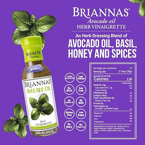 Miniatura 4 de BRIANNAS - Paquete variado de aderezos de aceite de aguacate de 10 onzas líquidas, rancho de jardín sin lácteos, vinagreta balsámica clásica