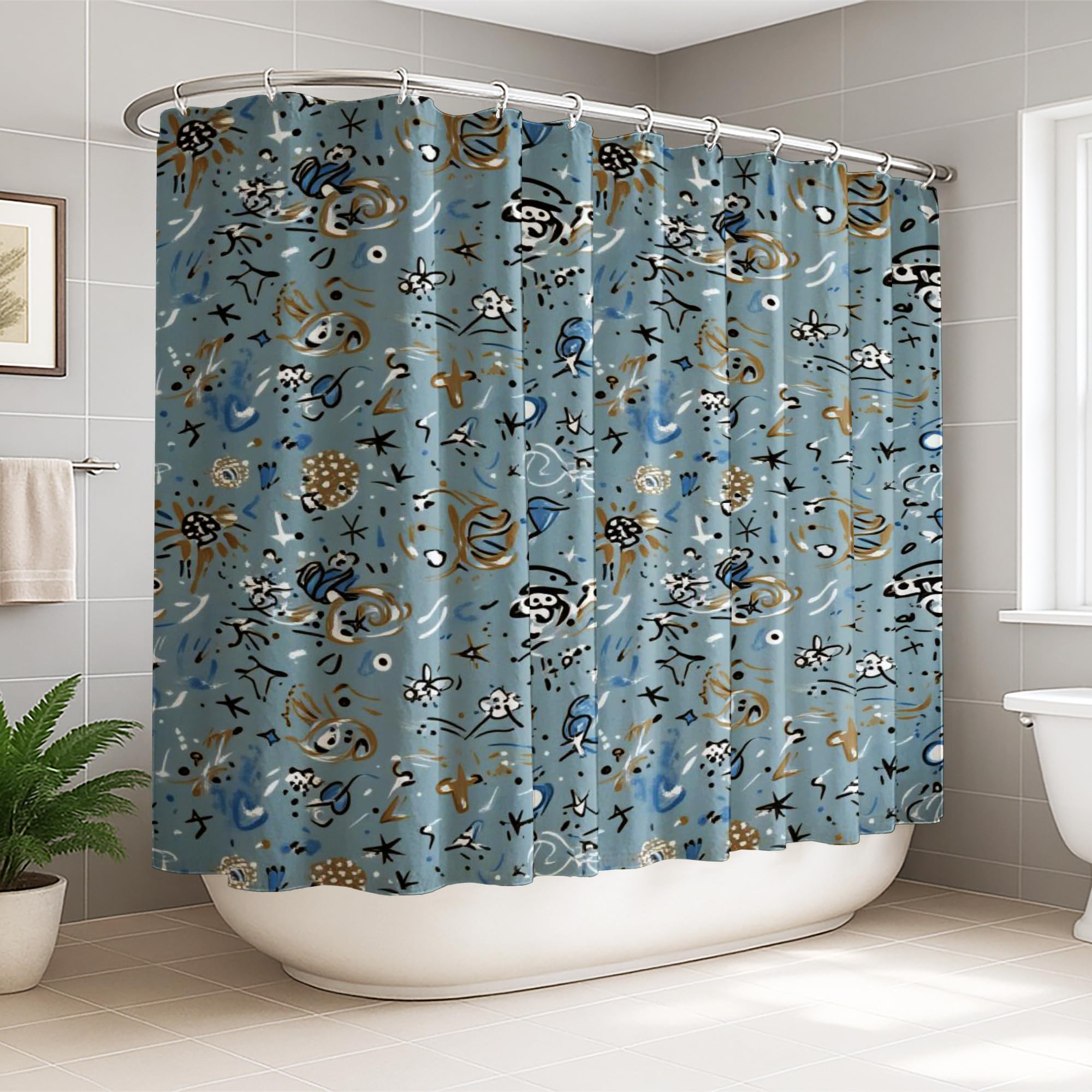 Rideau de douche contemporain en spirale grand format lavable de qualité supérieure