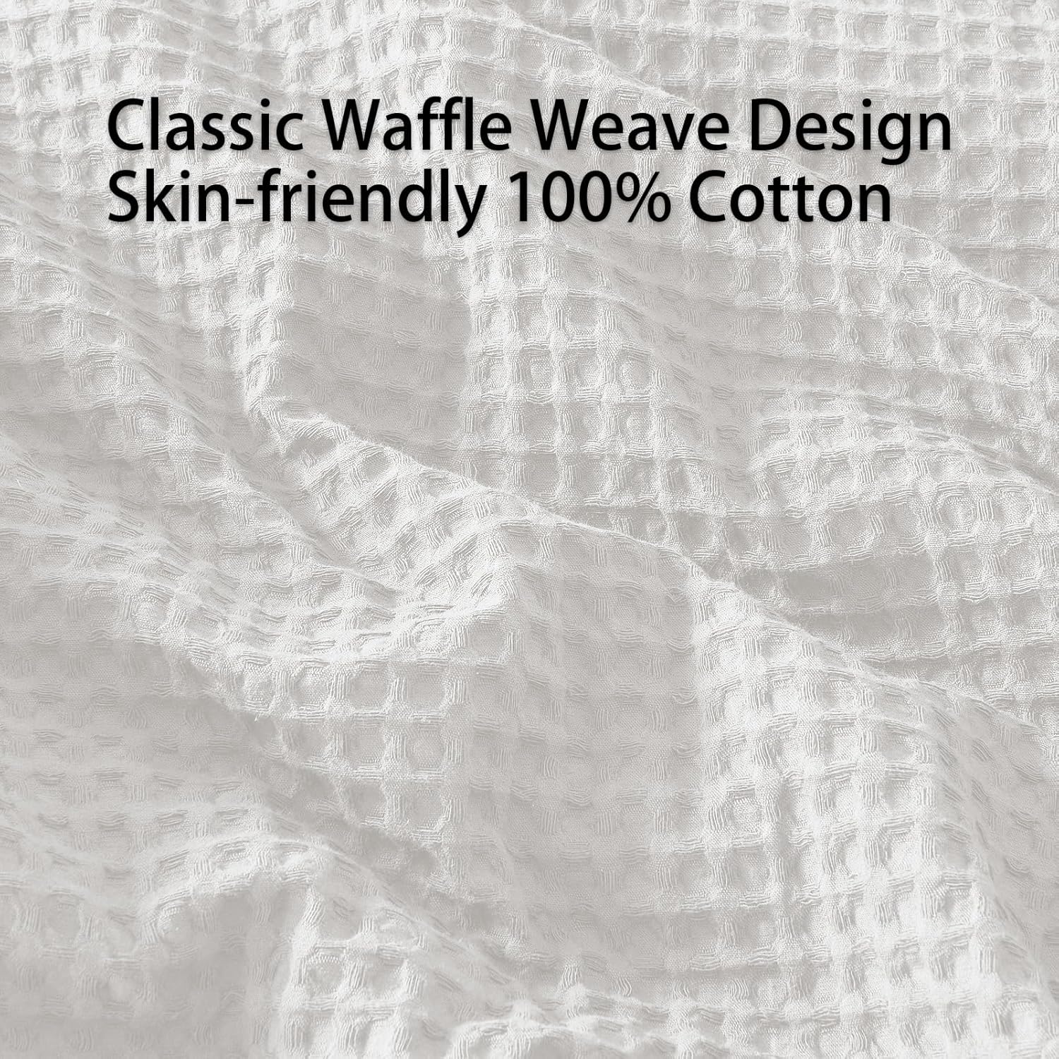 Waffle Weave Cotton Duvet Cover Queen Size, 100% Cotton 3 Pieces Duvet Cover Set, Soft and Breathable Comfy Bedding Set with Zipper Closure and Corner Ties, Cloud White