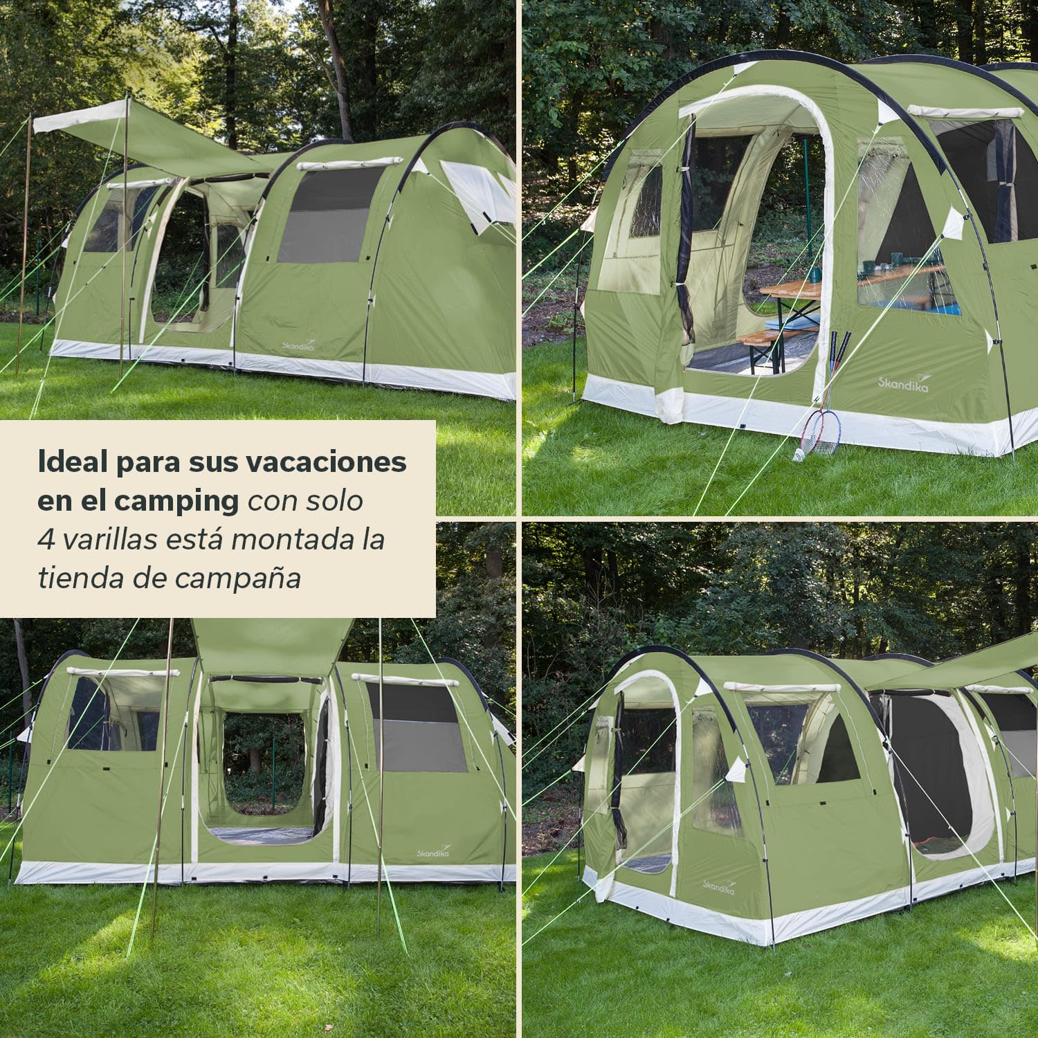 Skandika Gotland Protect - 4 Personas - Tienda campaña Familiar - túnel - mosquiteras - 480x310cm - Columna de Agua de 5000 mm