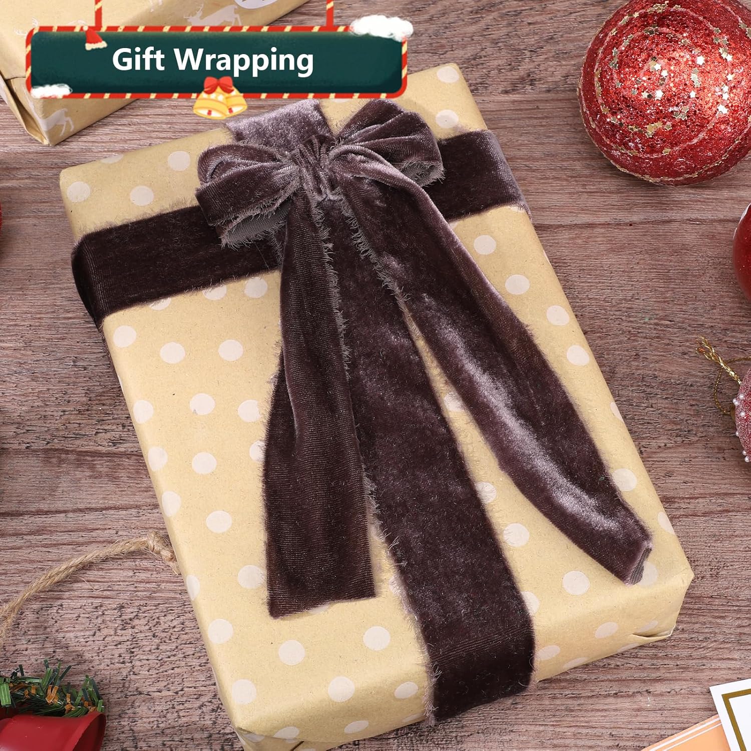 Brown Velvet Ribbon 1 1/2 Inch 5 Yards Frayed Velvet Valentines Ribbon for Wedding Flower Bouquet Gift Wrapping Wreath Valentines Day Gifts Home Decorations