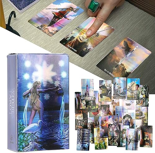 Miniatura 2 de Yitengteng Herramientas de entretenimiento Juego de cartas de tarot de bruja, juego de contar el futuro con holograma de papel de adivinación,