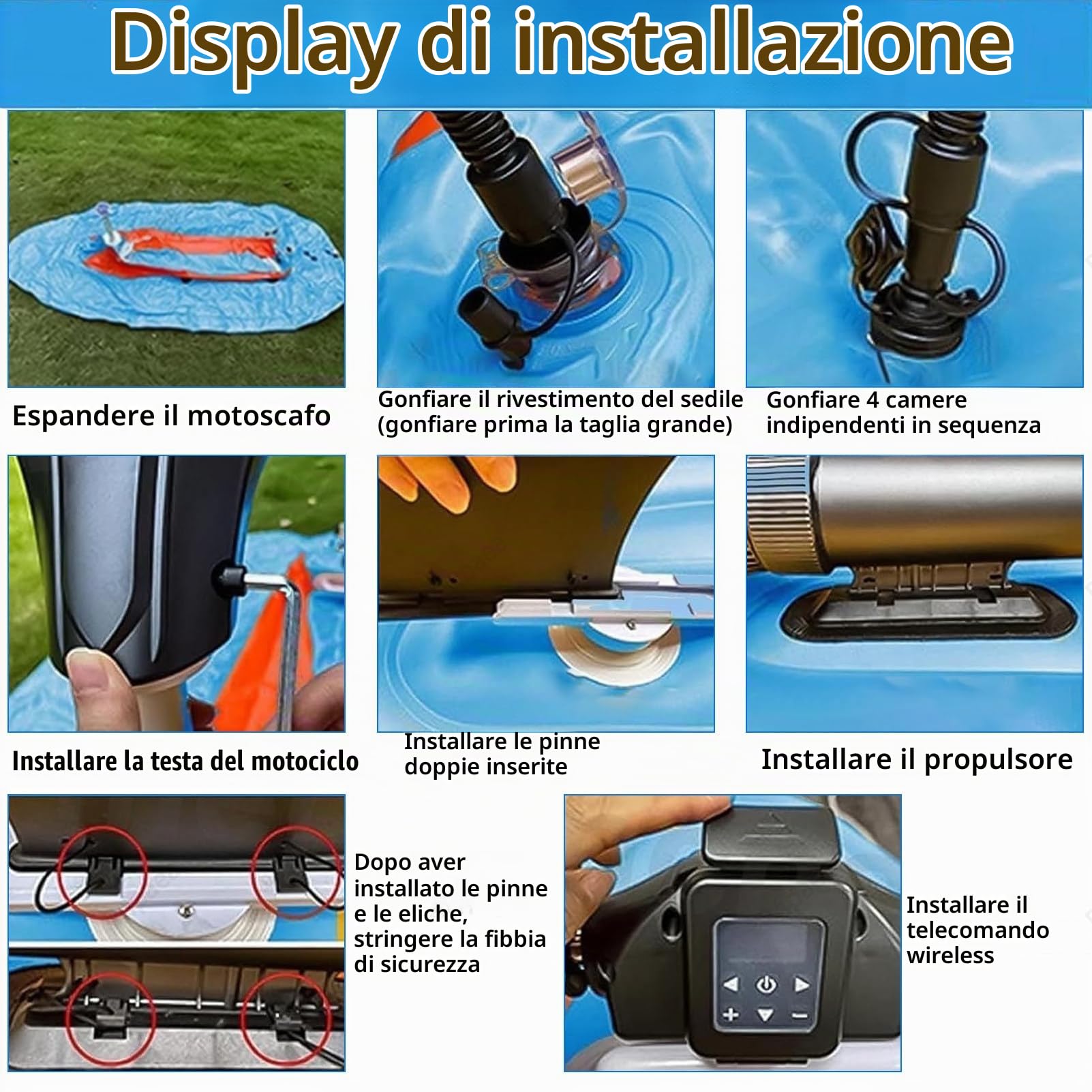 Gommone Gonfiabile,Moto d'Acqua Gonfiabile con Seduta; Propulsione A Getto 500w/700w E Propulsore da 10a/16a,Ideale per Immersioni E Kayak A