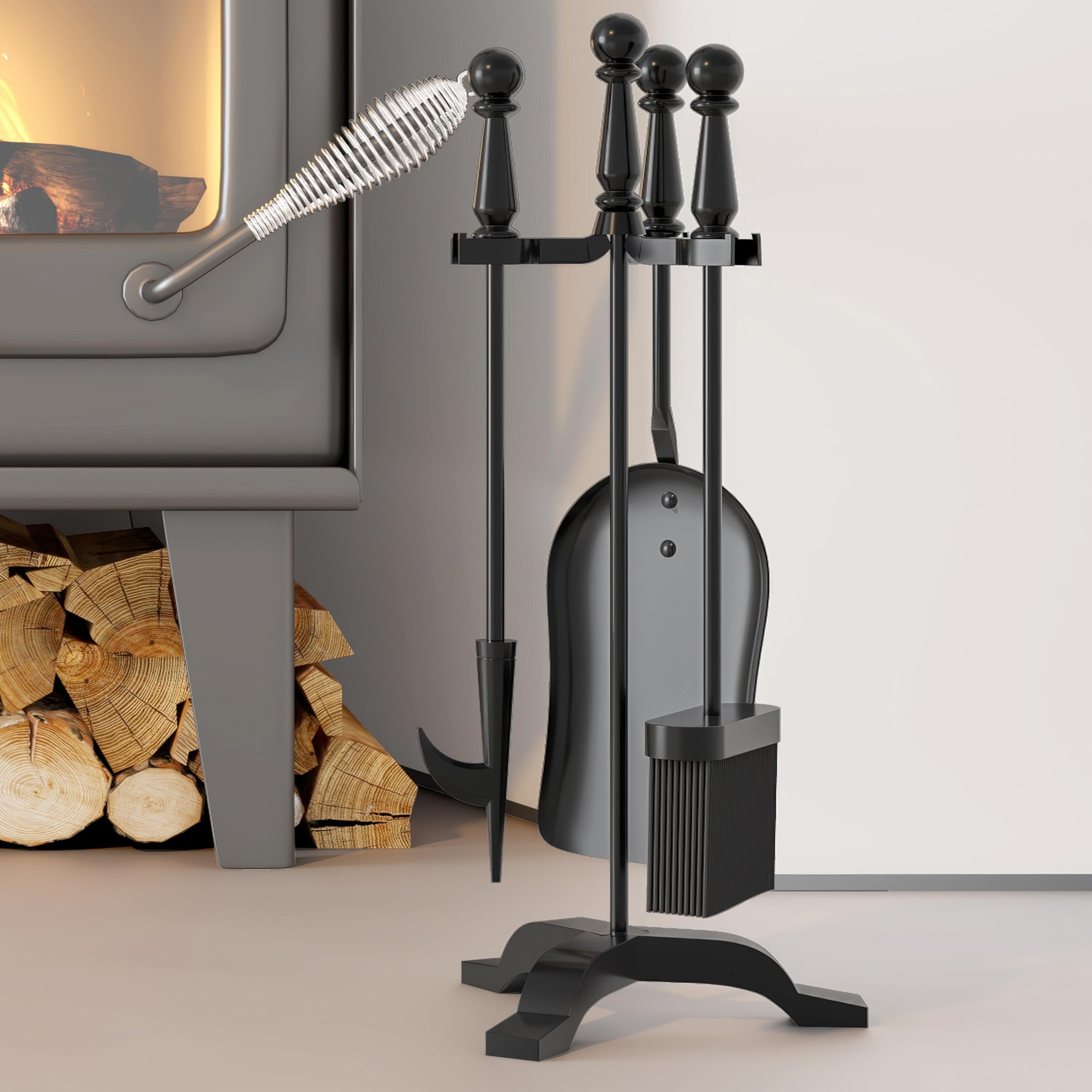 Kingson Set Di 5 Accessori Per Caminetto In Ghisa Nera, 19,5 X 17 - Foto 8