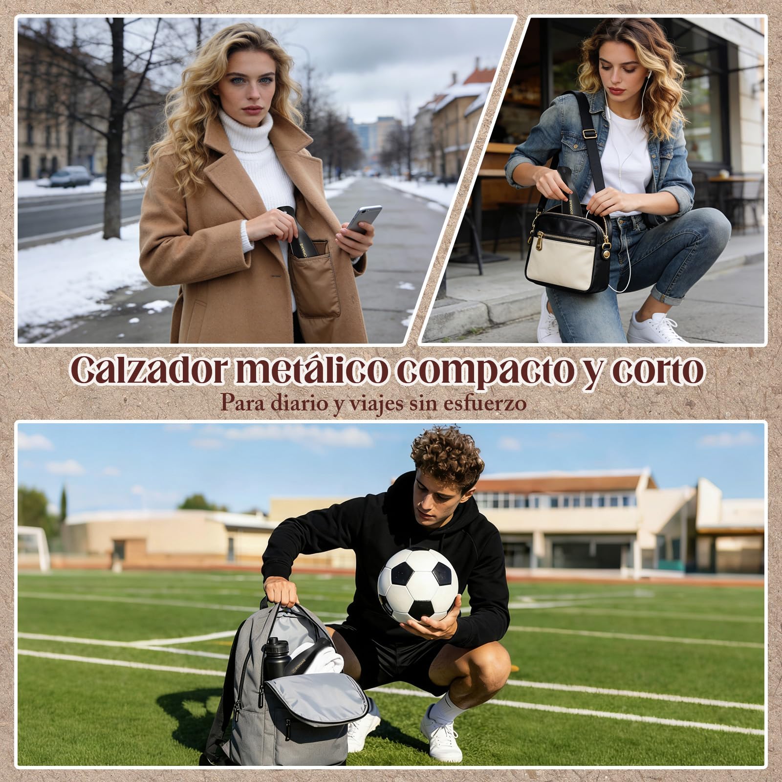 ZOMAKE Calzador de Zapatos 2Piezas - Metalico Calzadores para Personas Mayores con Colgante Agujero,19cm Acero Inoxidable Shoe Horn Fácil de Utilizar(2 Piezas Negras)