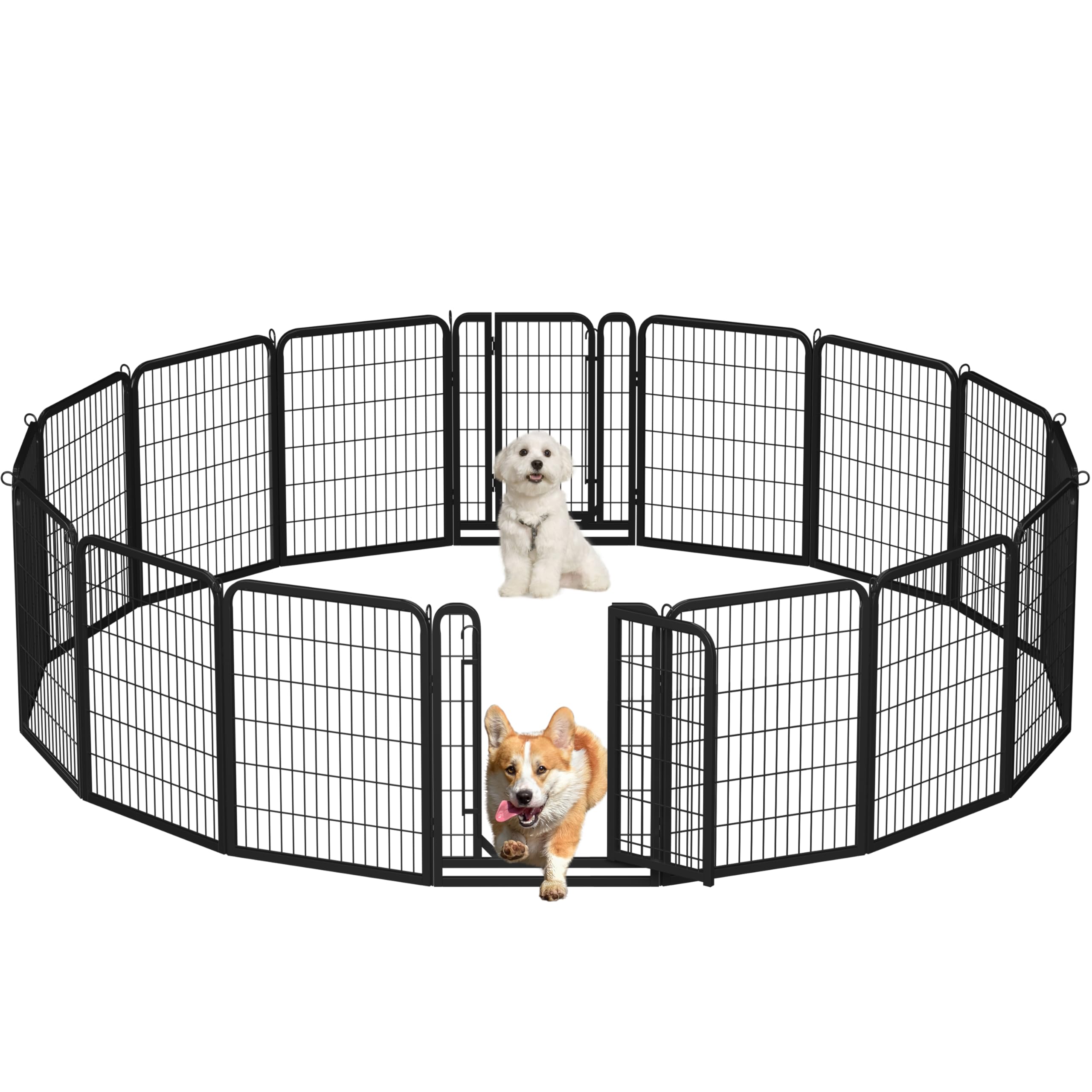 Yaheetech Recinto per Cani Cuccioli 16 pz 65 x 80 cm Conigli Gatti Animali Domestici da Interno e Esterno Rete Recinzione Ferro Pieghevole e Portatile