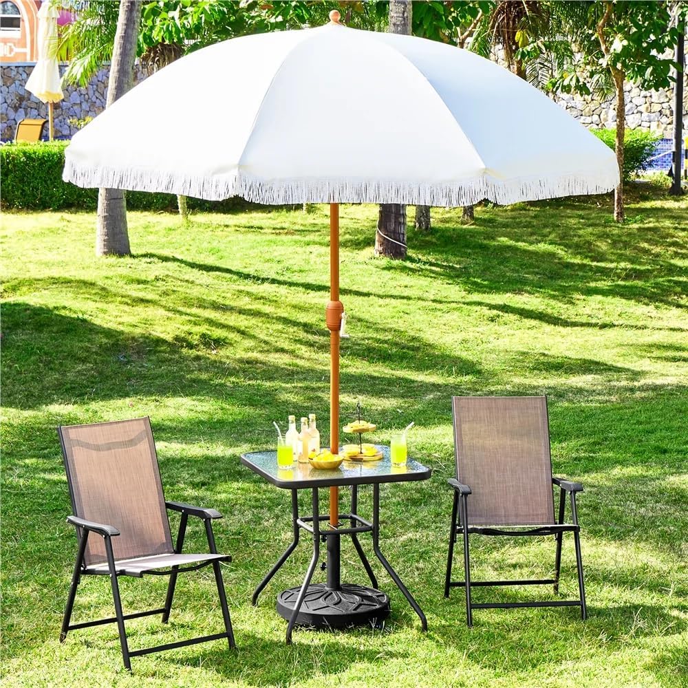 46 lb Heavy Duty Umbrella Base Stand, All-Weather Resin & Iron Construction, 20" Round Base with Lockable Castors, 1.9" Hole Size, Retro Textured Design for Patio Outdoor Table, Black