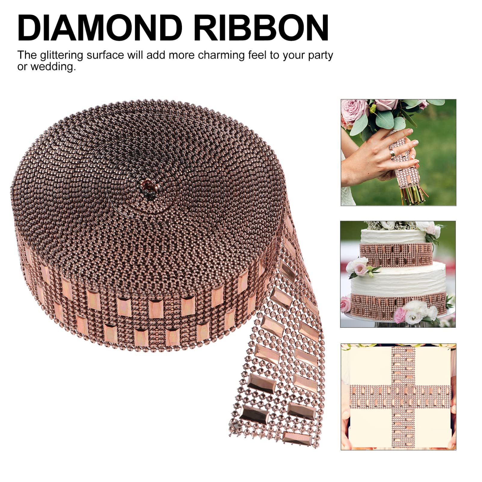 ACiyD Rolle Close Bridal Rose Strass Bouquet Applikation- Reihe Gold Party Diamond Ribbon Kette Faux Mesh Weddin Flower Trim Crafts Crystal Cake Clothes Row Shower Wrap Nähen