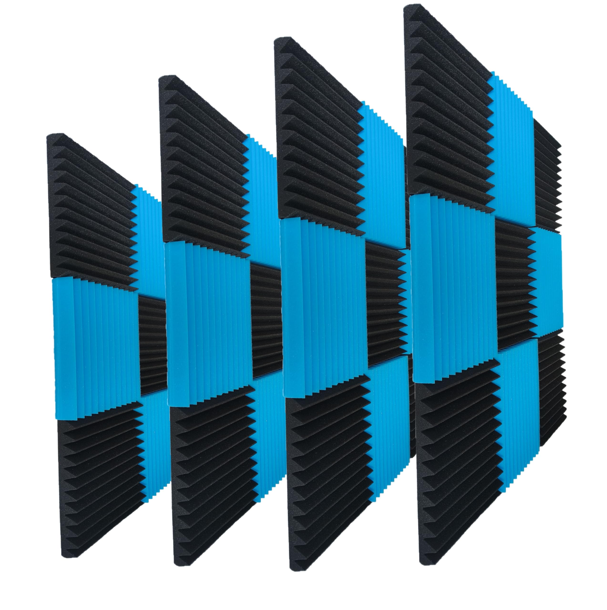 WENGWEI 24 pack soundproof wall panels,Sound Absorbing for Studio, 12"*12"*2" inch Acoustic Panels, high-Density Fireproof sound proof panels for walls(black/blue)
