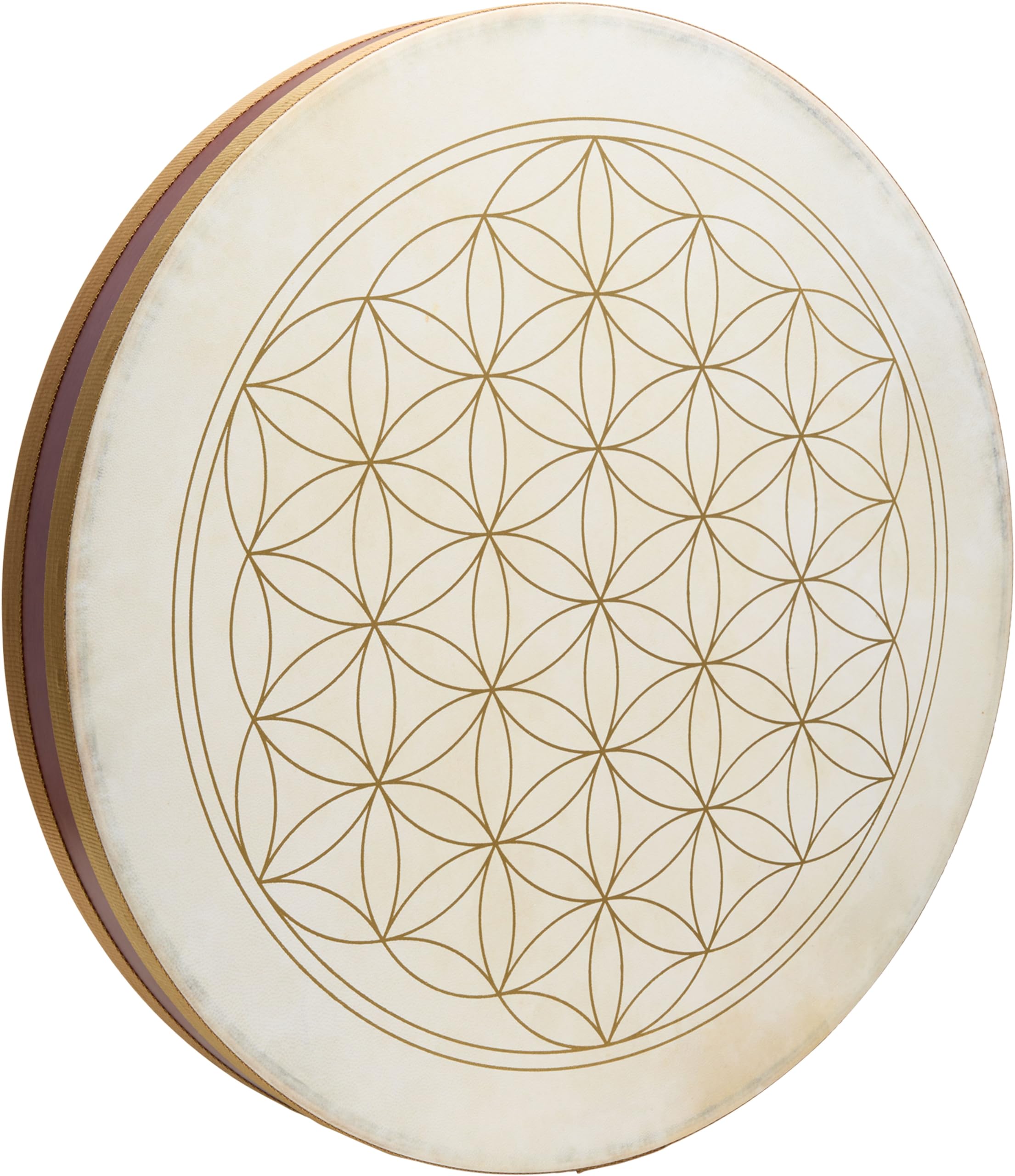 Sonic Energy 22 Zoll Wellen Trommel – Ziegenfell, Flower of Life – Glas-Amaranth-Kugeln – Sanfter Klang – Für Meditation, Klangbad, Percussion (WD22FOL)