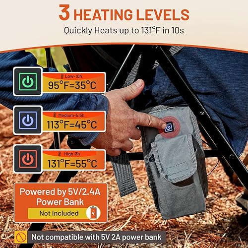 Miniatura 4 de TIMBER RIDGE Silla de camping térmica de gran tamaño con soporte lumbar, silla plegable portátil resistente para adultos soporta 450 libras para