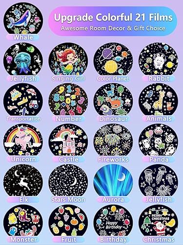 Miniatura 2 de 21 juegos de películas, luz nocturna para dormitorio de niños, techo, control remoto y altavoz Bluetooth, luz nocturna para bebé, proyector de