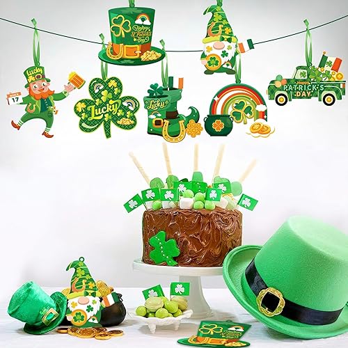 Miniatura 2 de Calcomanías del día de San Patricio para niños, haz tus adornos, kits de manualidades  28 tarjetas de gnomo irlandés con calcomanías de trébol para