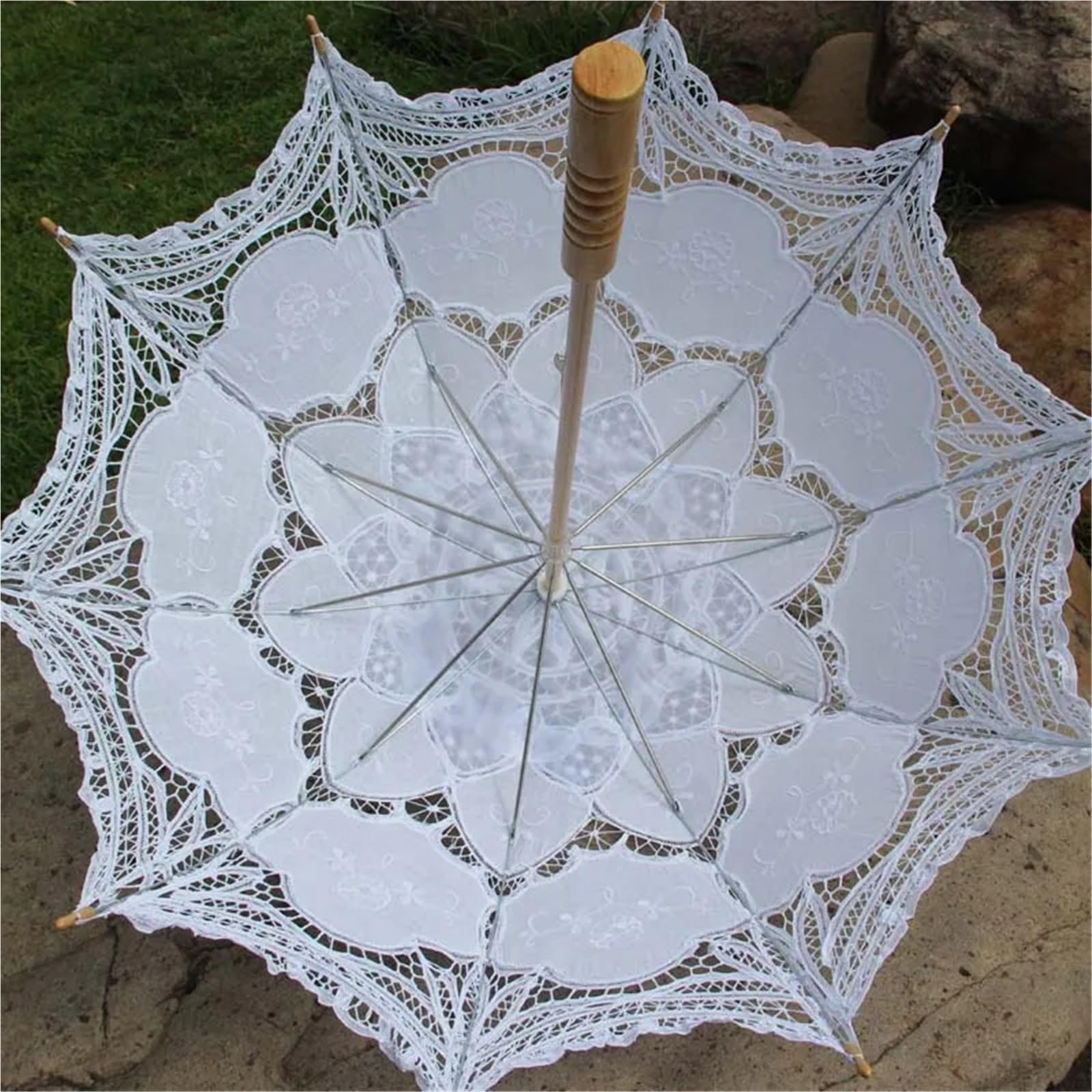 Koronkowy parasol ślubny Prezent dla gości weselnych Na świeżym powietrzu, ręcznie robione, z pełnej bawełny, koronkowe parasole Parasol panny młodej na zdjęcie imprezowe