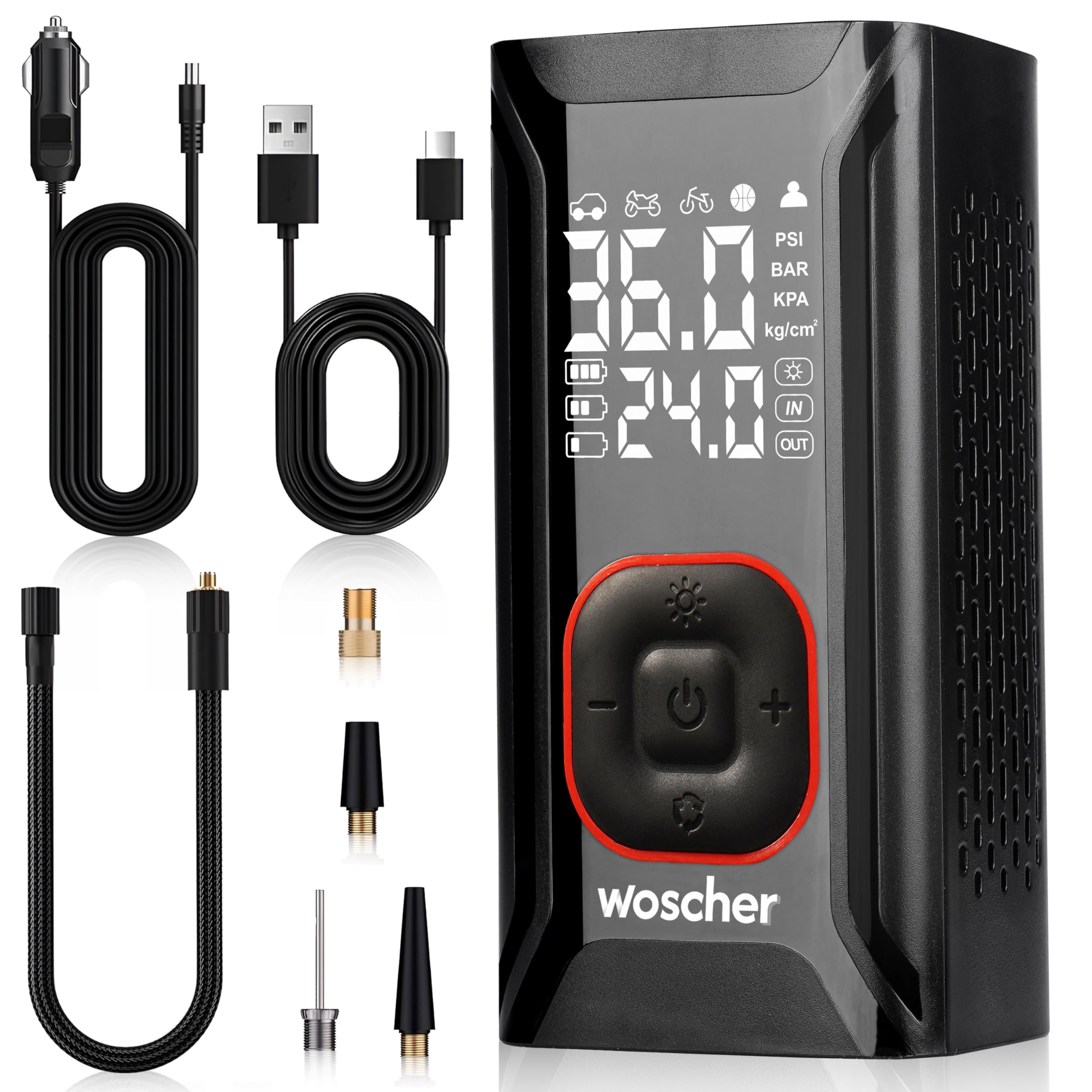 Sponsored Ad - Woscher Cordless Tyre Inflator i2 | Portable Air Compressor Pump | 4000mAh Rechargeable Battery | 150 PSI Digital Air Pump for Car, Bike, Cycle, and Sports | Fast Inflation