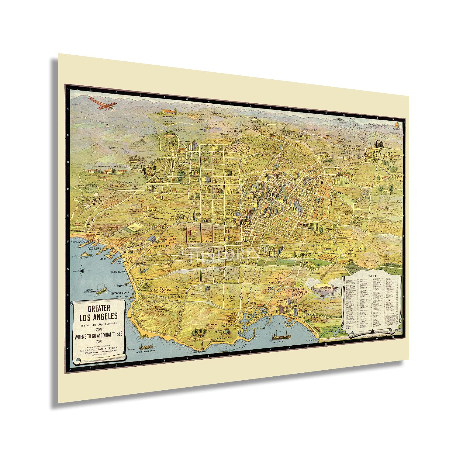 Amazon.com: HISTORIX Vintage 1932 Map of Los Angeles
