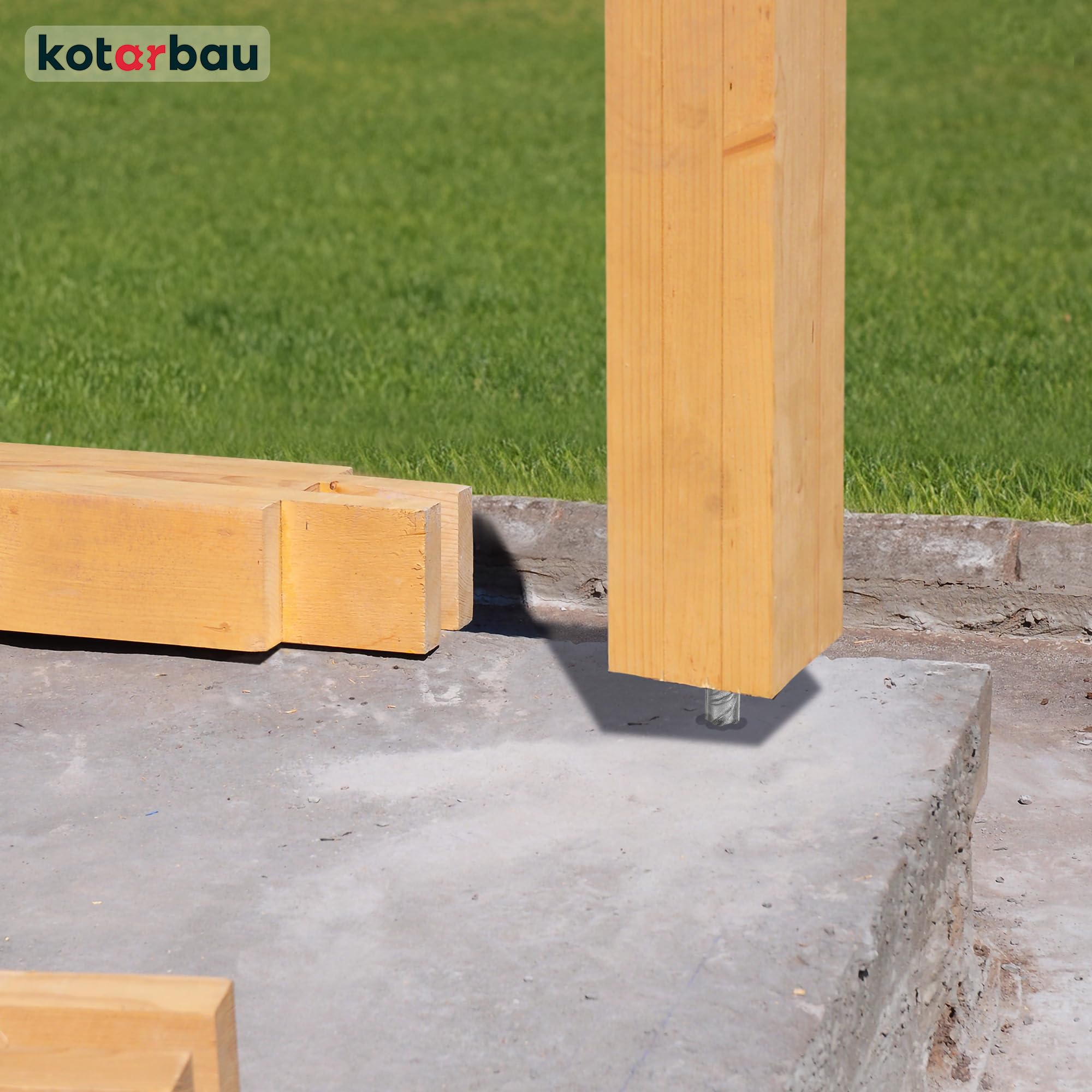 KOTARBAU® 2 pcs Support de Poteau à Sceller - Acier Galvanisé - 130 x 130 x 200 mm - Argent - Pied de Poteau - avec Ancre Béton - pour Clôture et Poutre - Robuste - Résistant à La Corrosion