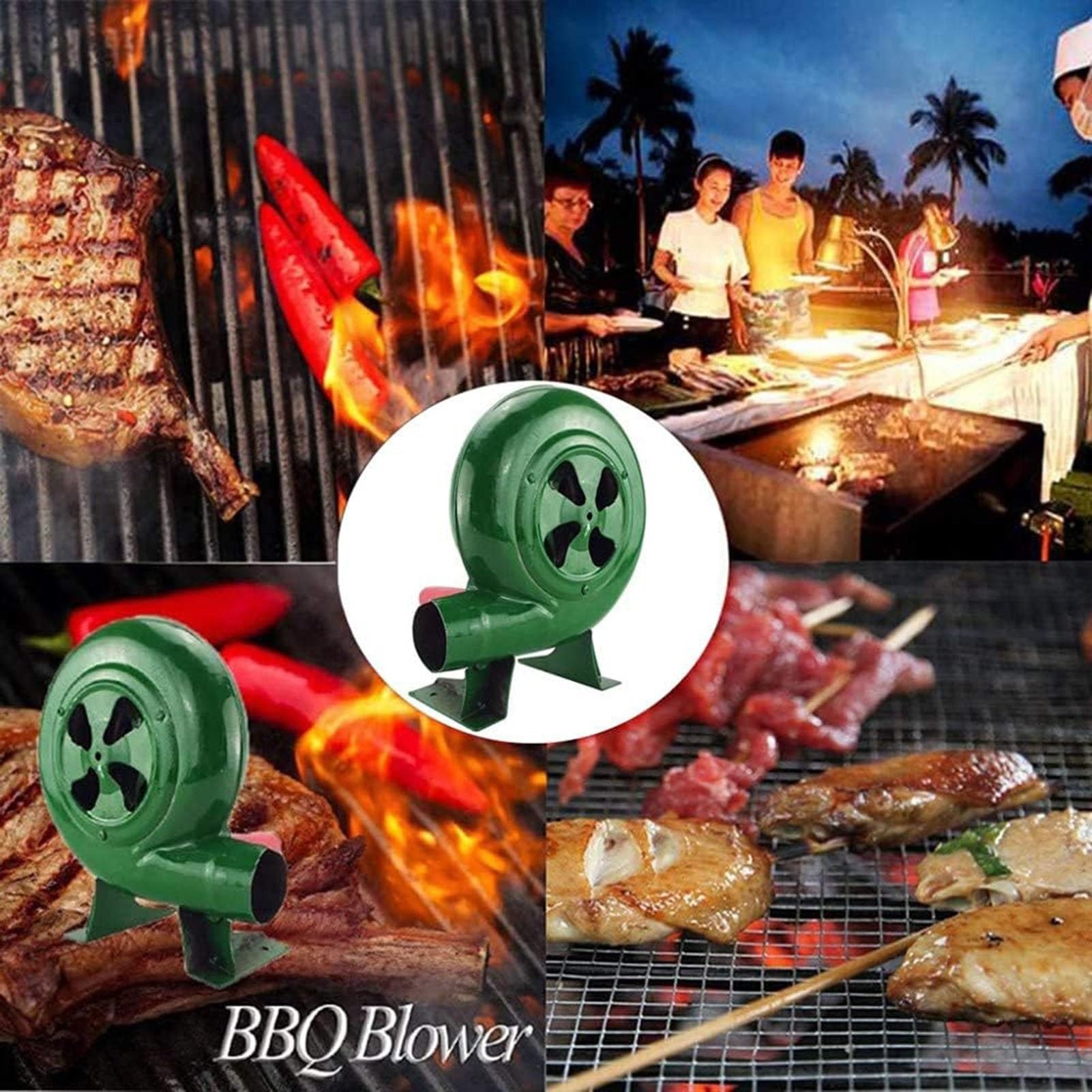 Ręczny wentylator do grilla, dmuchawa korbowa, dmuchawa do grilla, grill na węgiel drzewny, na kemping, piknik, zajęcia na świeżym powietrzu (120 W)