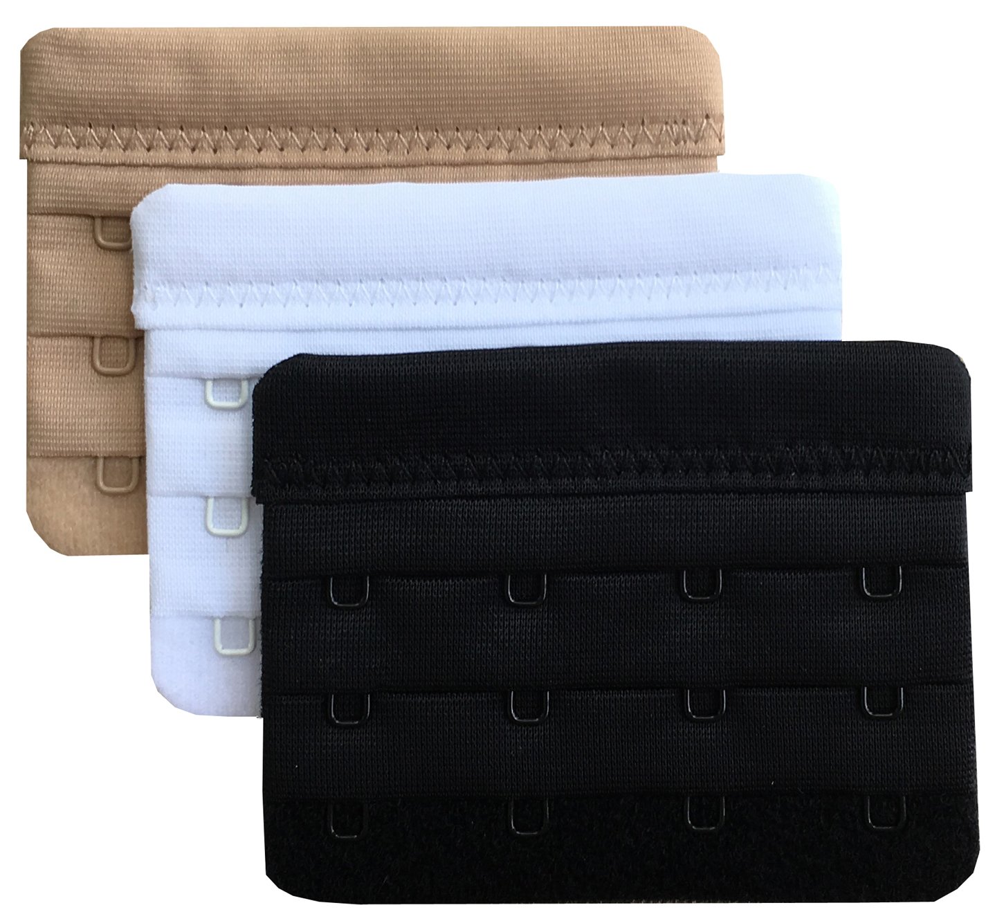 Chanie Women's Assorted Pack Of 3 Soft Comfortable 4 Hooks Bra Extender,5.8Cm X 7.6Cm