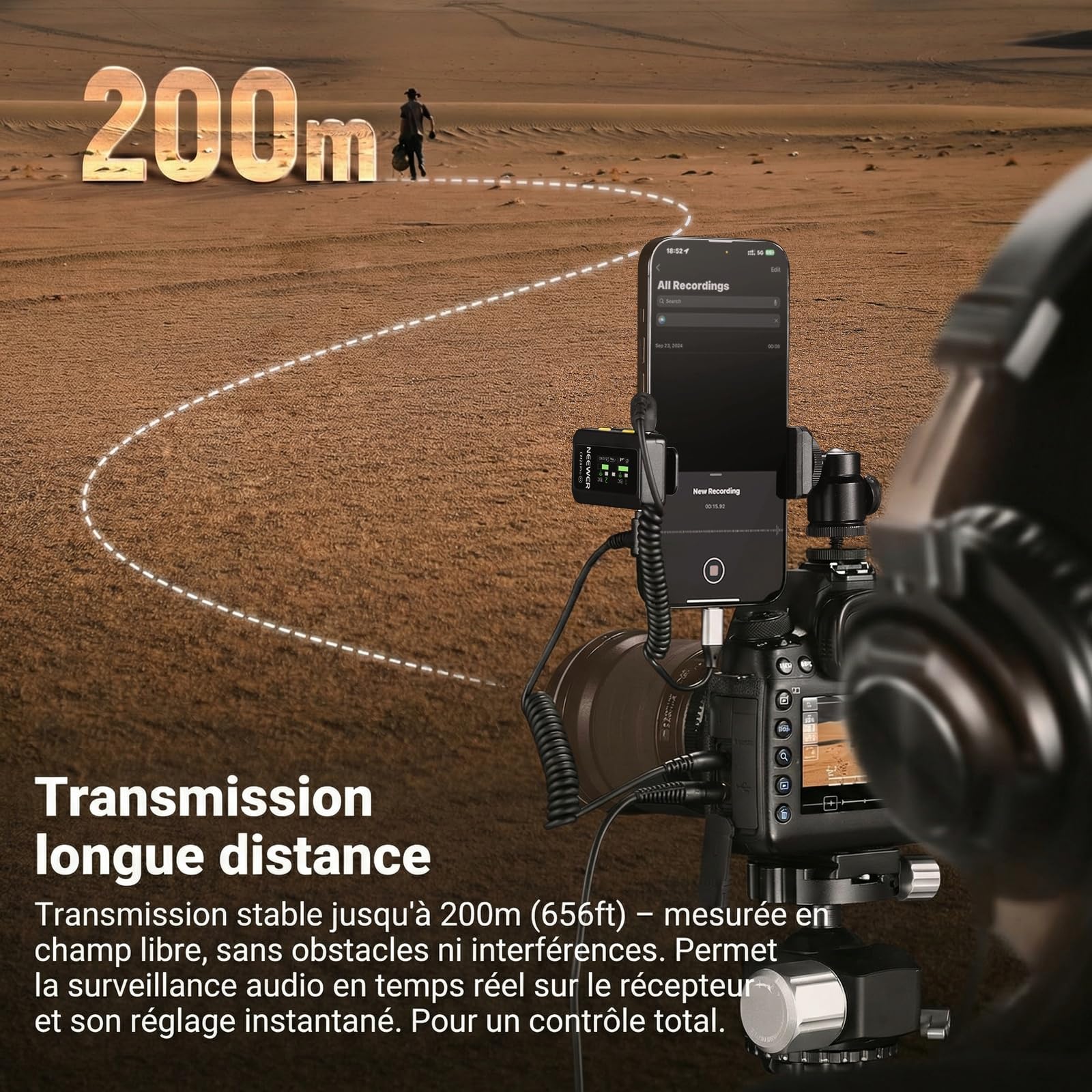 NEEWER CM28 Pro Système de Microphone Cravate sans Fil avec étui de Chargement 48 kHz 16 Bits Audio Non compressé Suppression du Bruit 4 Go de Stockage 9 Heures d'enregistrement